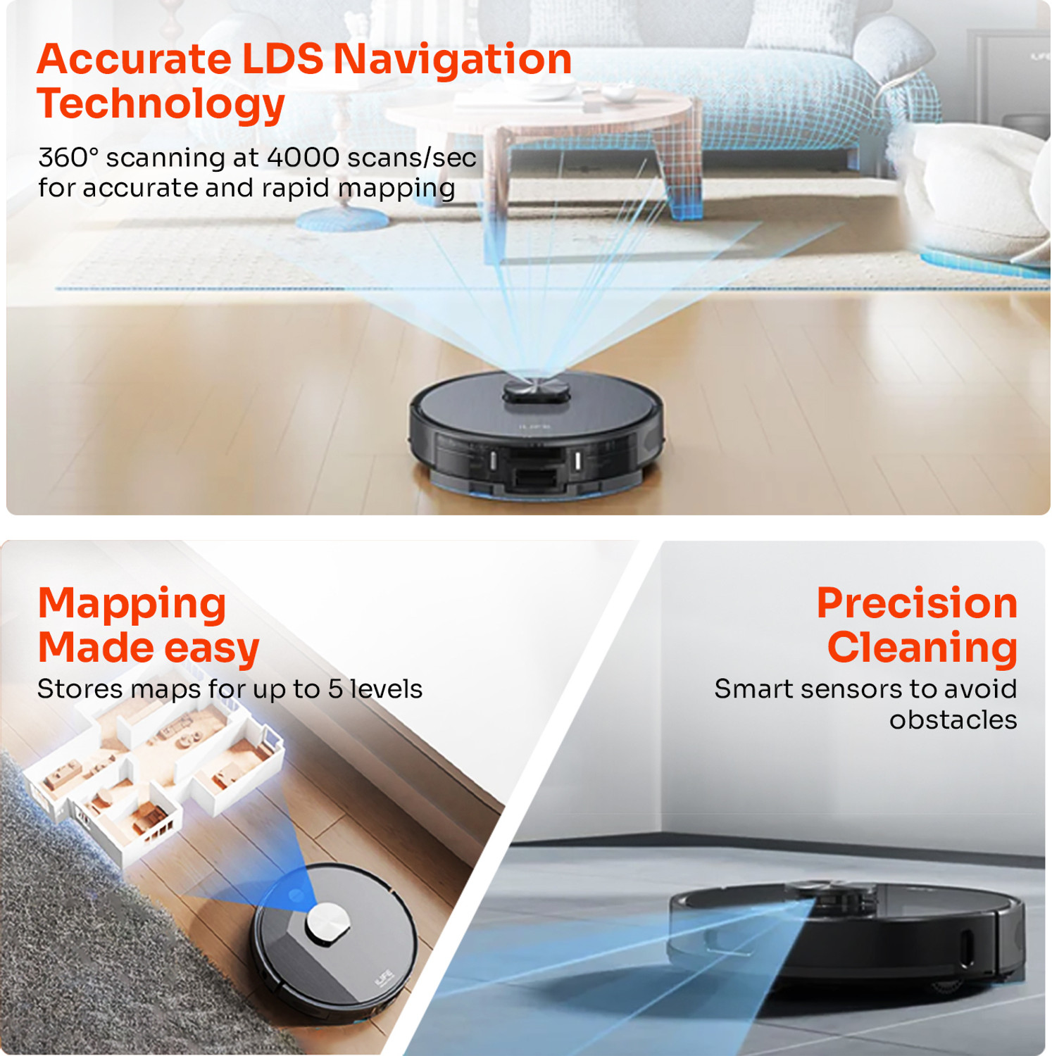 Image of ILIFE T20s Pro Self-emptying Robot Vacuum with LDS Navigation @6500Pa Strong Suction Robotic Floor Cleaner with Reusable Dust Bag, Anti-Bacterial Cleaning, 2 in 1 Mopping and Vacuum (WiFi Connectivity, Google Assistant and Alexa)