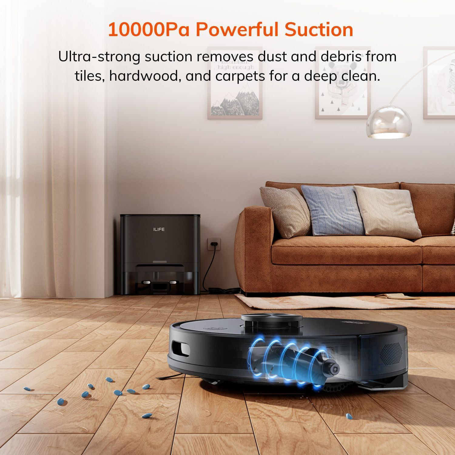 Image of ILIFE T20s Ultra Self-emptying Robot Vacuum with LiDAR Navigation and 10000Pa Suction Robotic Floor Cleaner with Reusable Dust Bag, Anti-Bacterial Cleaning, 2 in 1 Mopping and Vacuum (WiFi Connectivity, Google Assistant and Alexa)