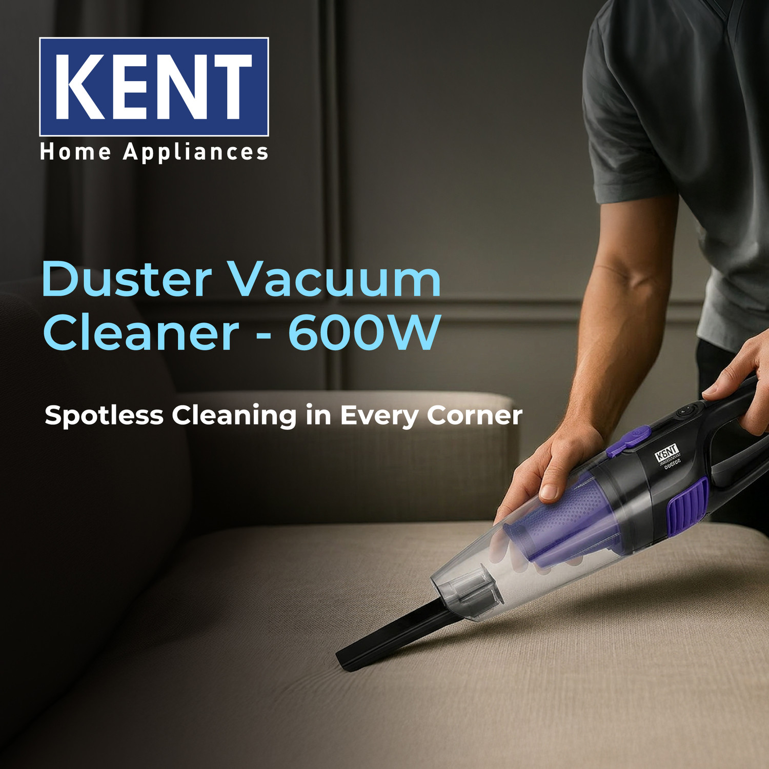 Image of KENT Duster Vacuum Cleaner with HEPA Filter and Cyclone 5 Technology | Bagless Design Hand-held Vacuum Cleaner