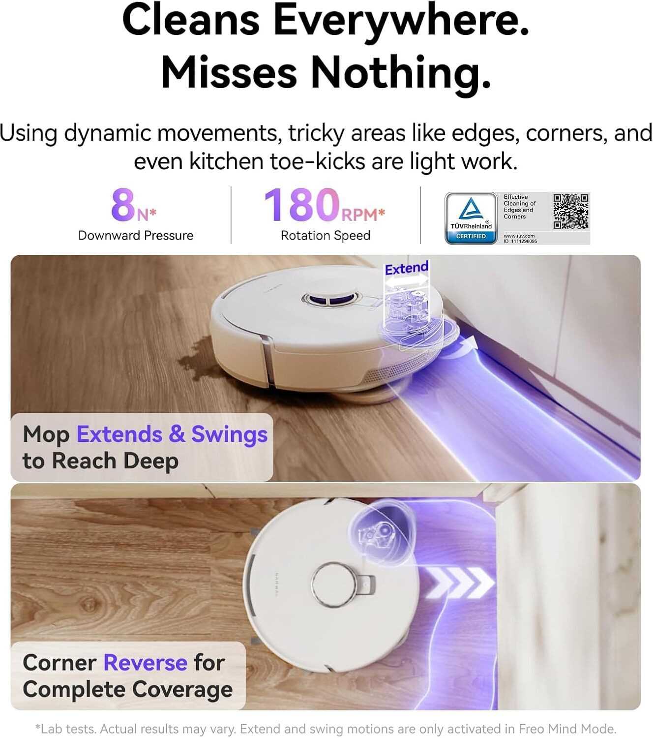 Image of Narwal Freo Z10 Robotic Floor Cleaner with 15000Pa HyperSuction, AI-powered Base Station, DualFlow Tangle-Free System, 180 RPM Rotation Speed, Intelligent Particle Sensor, Ultra Quiet (WiFi Connectivity)