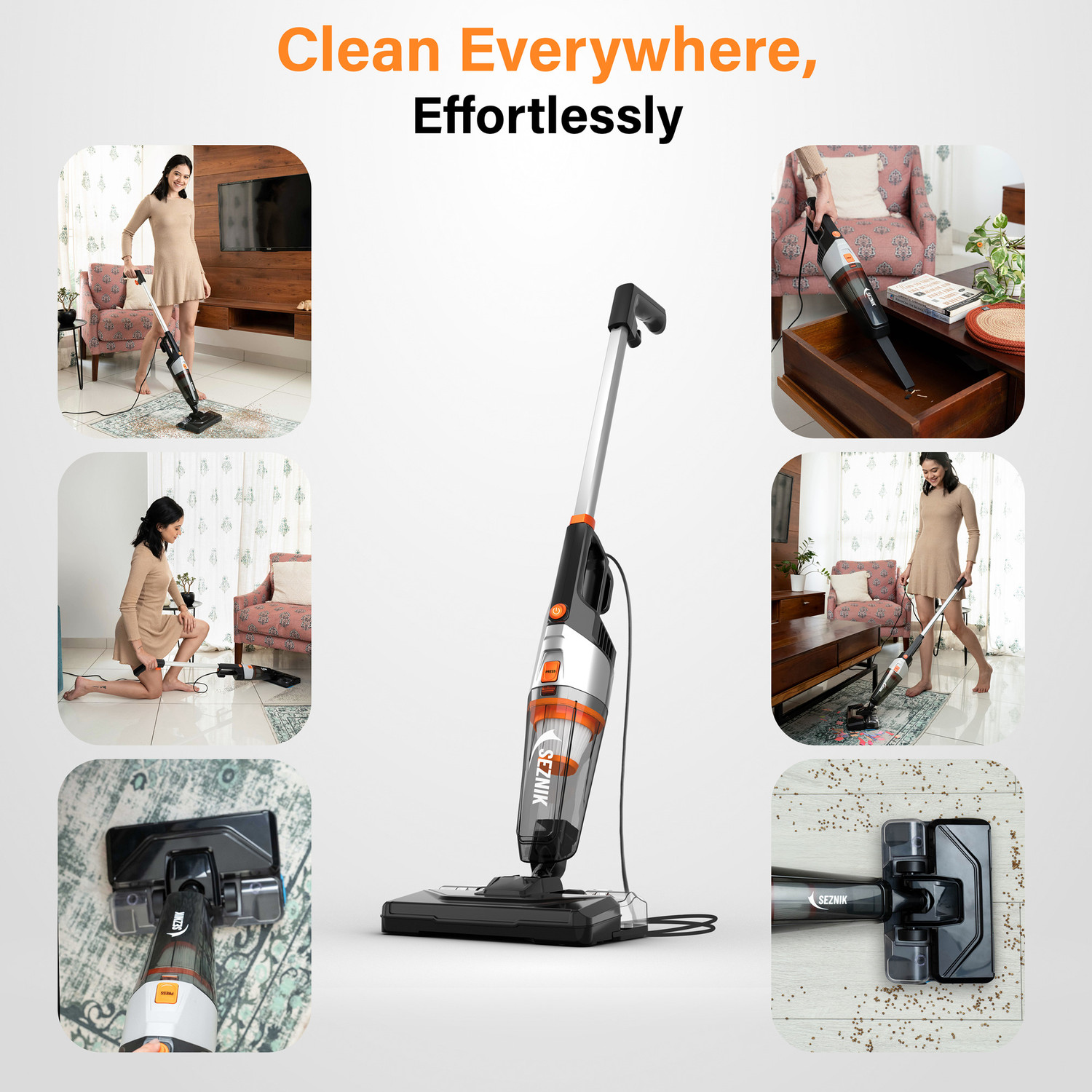 Image of SEZNIK Turbo Sweep Hand-held Vacuum Cleaner with 3 in 1 Mopping and Vacuum Hand-held Vacuum Cleaner with 2 in 1 Mopping and Vacuum