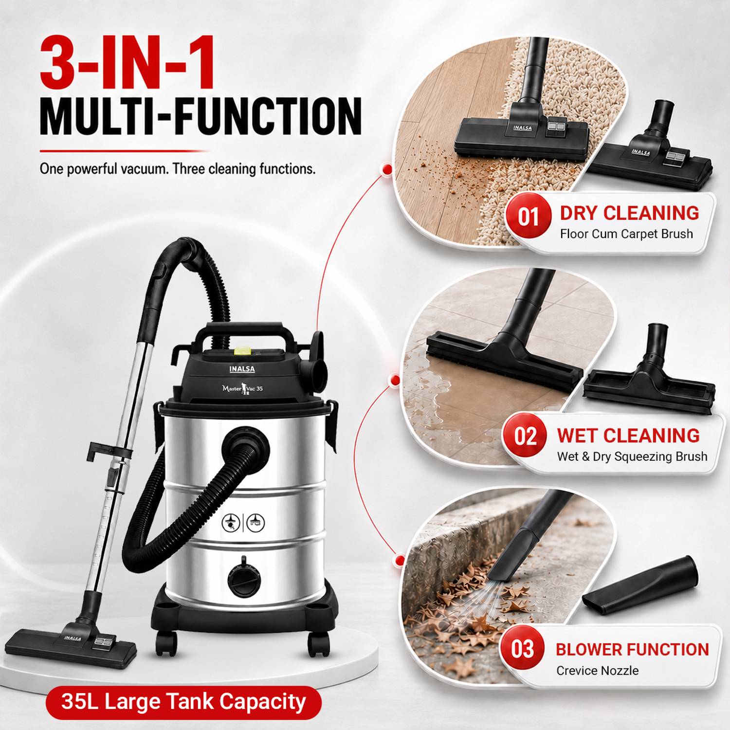 Inalsa Master Vac 35 35L Wet & Dry Vacuum - Image 3