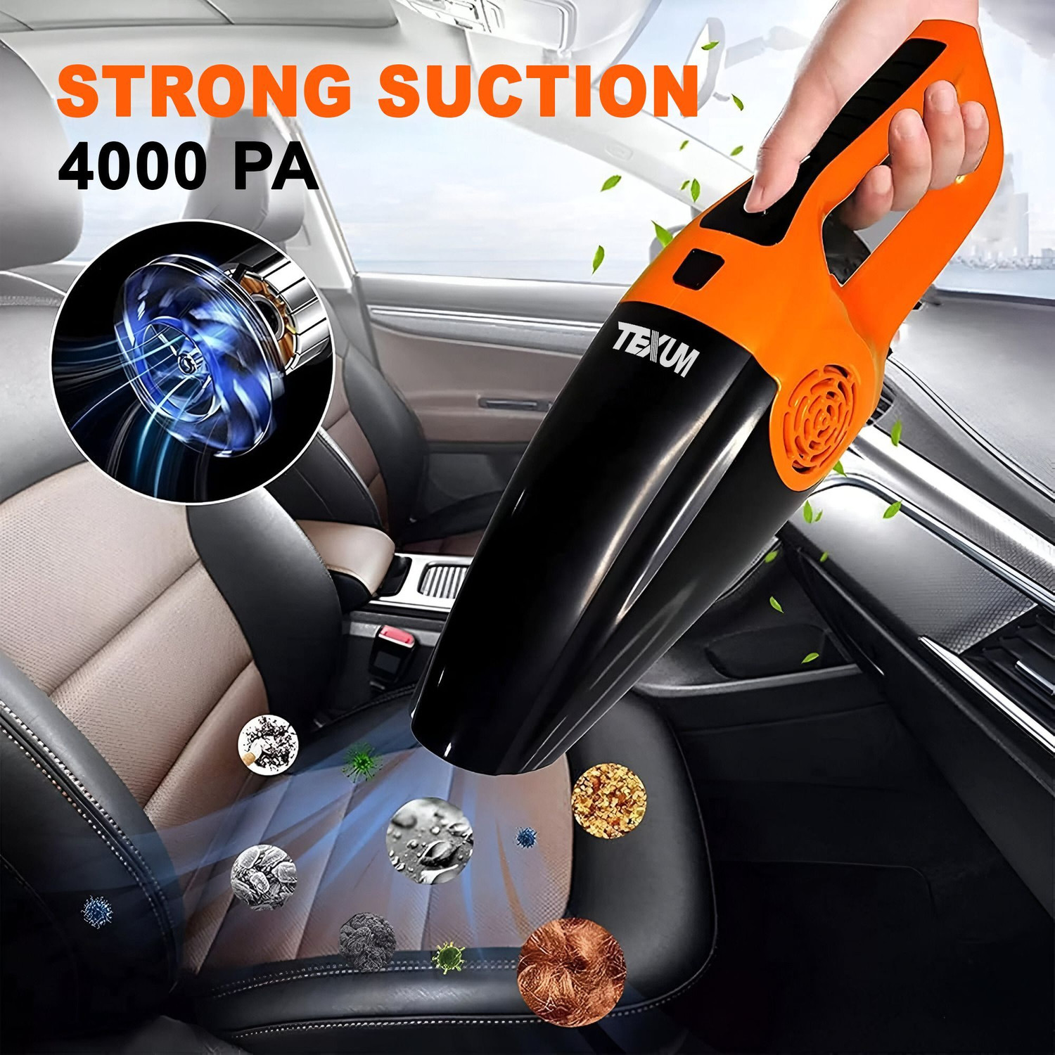 Image of TEXUM TVC /A80 Car Vacuum Cleaner with Reusable Dust Bag, Swappable Battery