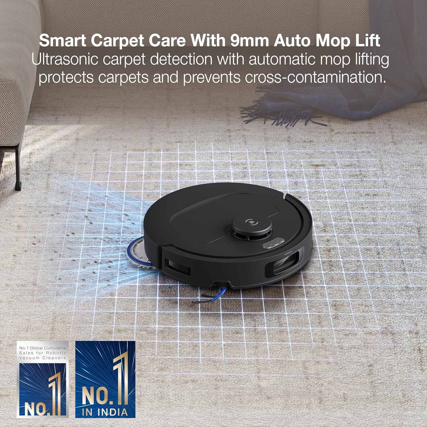 Image of ECOVACS N50 Pro Omni Black 2026 New Launch, 25000 Pa Suction Robotic Floor Cleaner Self-Emptying Omni-Station, Zerotangle 3.0, Hot Air-Drying, Auto-Lift Mop On Carpet, Upto 300 Mins with 2 in 1 Mopping and Vacuum, Anti-Bacterial Cleaning, Reusable Dust Bag (WiFi Connectivity, Google Assistant and Alexa)