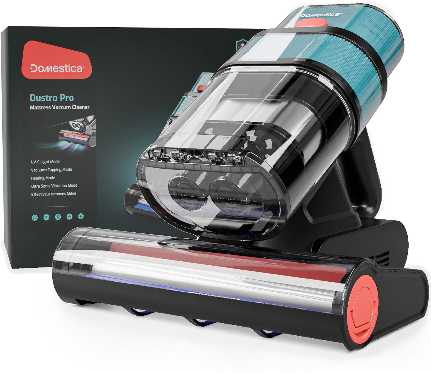 Domestica Dustro Pro Bed Vacuum Cleaner with Smart Dust Sensor for Mites Hand-held Vacuum Cleaner with Anti-Bacterial Cleaning