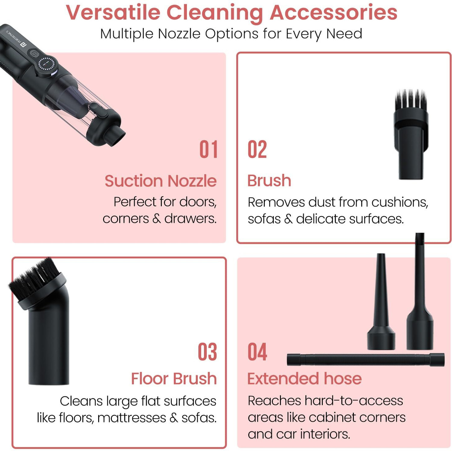 Image of Portronics MopCop 4 Vacuum Cleaner,18000 Pa Suction, 2-in-1 Cordless & Corded, Home&Car Use Car Vacuum Cleaner