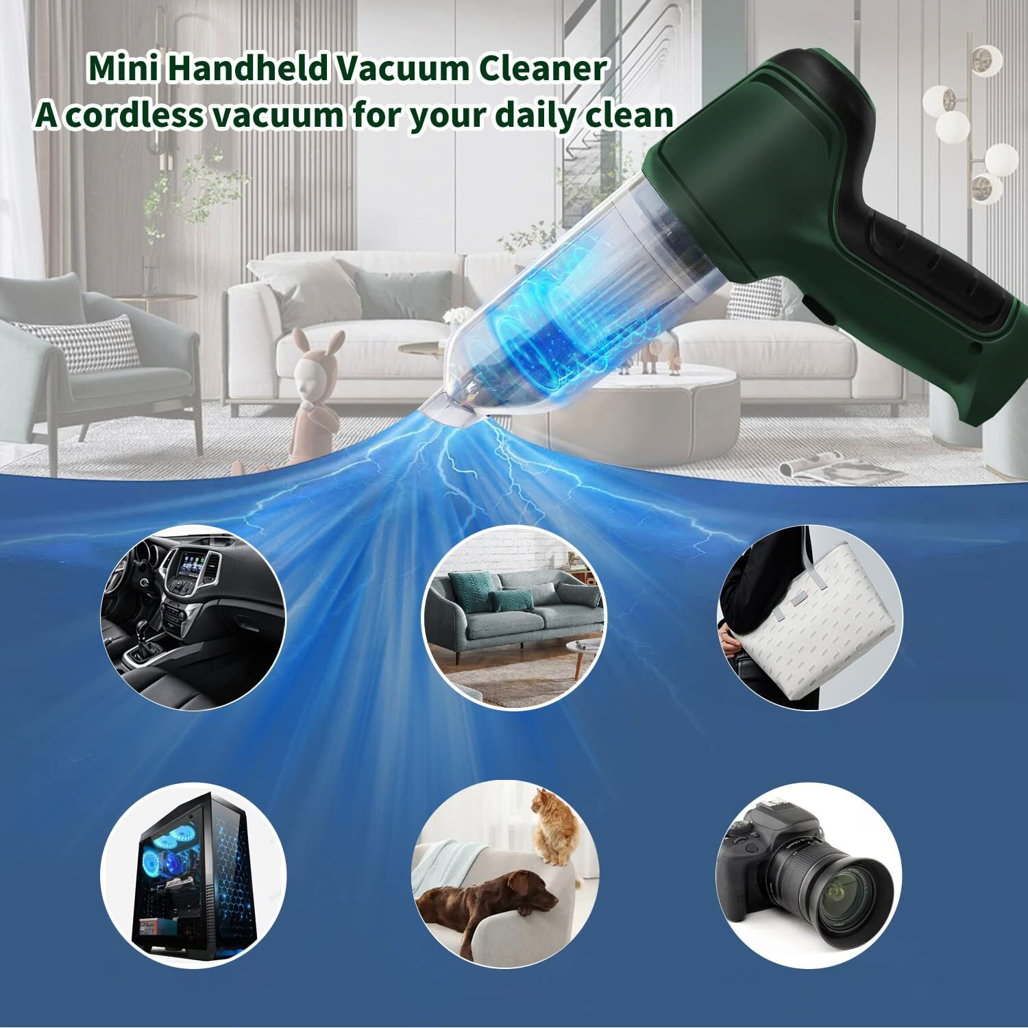 Image of BAWALY Wireless Handheld Heavy 9000Pa Suction With Air Blower For Home,Office,Window Car Vacuum Cleaner