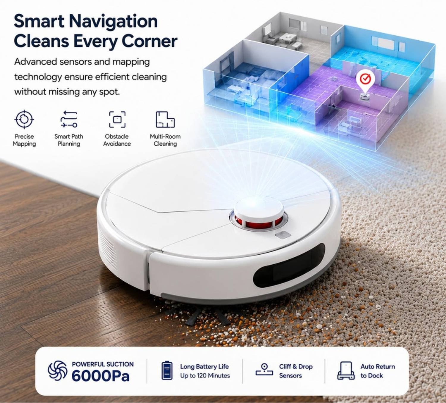 XEXAGON Robot Vacuum Cleaner 6000Pa - Image 2