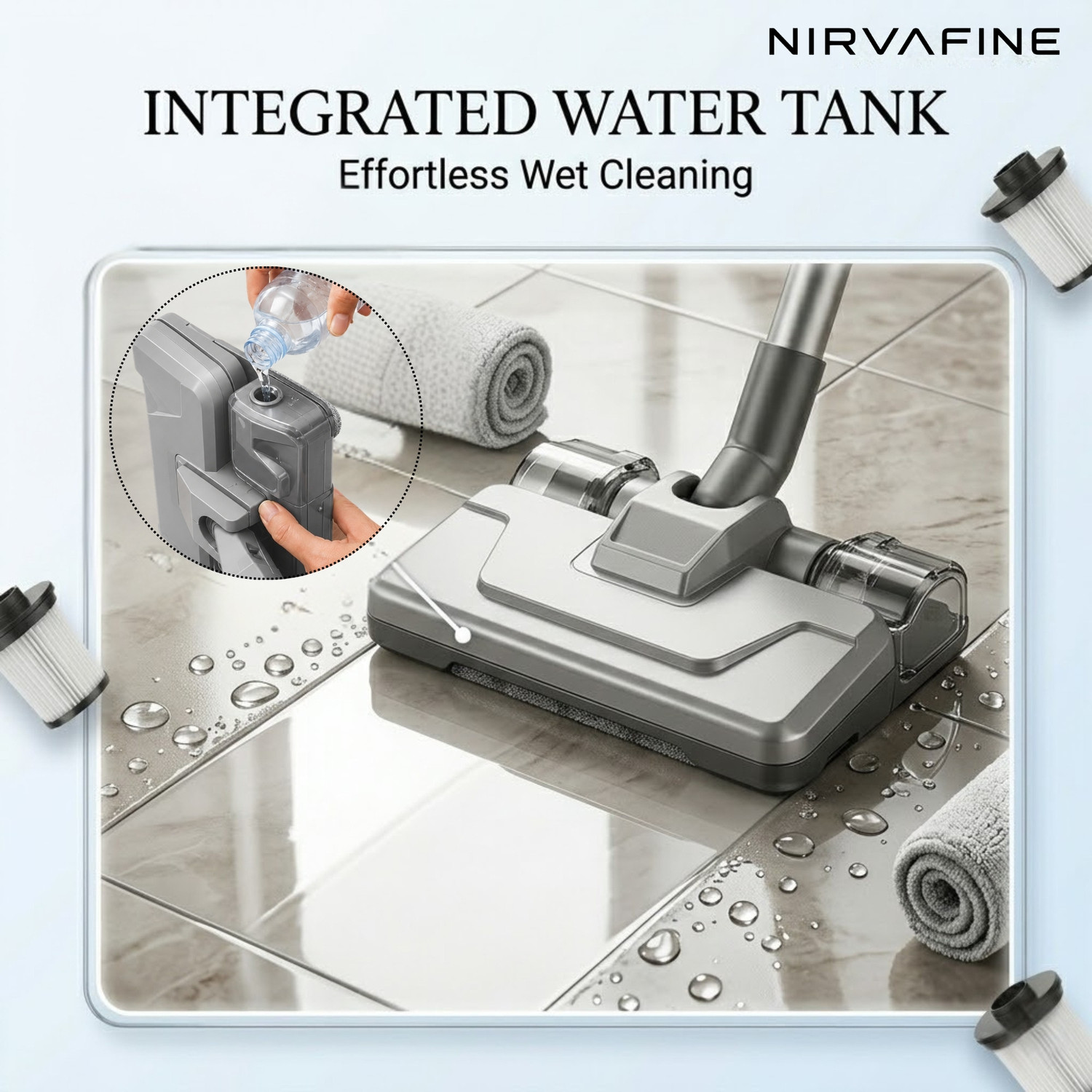 Image of Nirvafine Premium Hand-held Vacuum Cleaner with 2 in 1 Mopping and Vacuum
