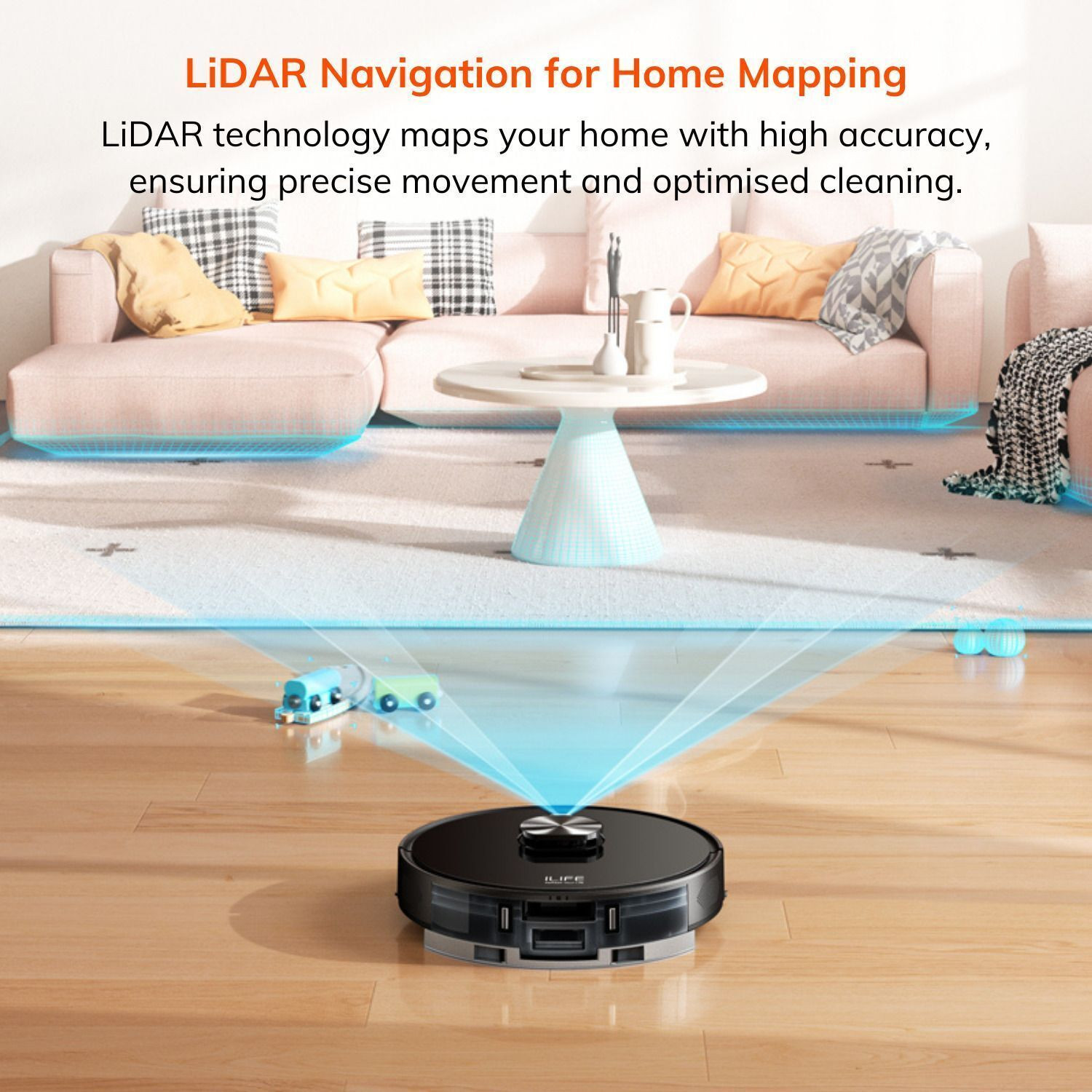 Image of ILIFE T20s Ultra Self-emptying Robot Vacuum with LiDAR Navigation and 10000Pa Suction Robotic Floor Cleaner with Reusable Dust Bag, Anti-Bacterial Cleaning, 2 in 1 Mopping and Vacuum (WiFi Connectivity, Google Assistant and Alexa)