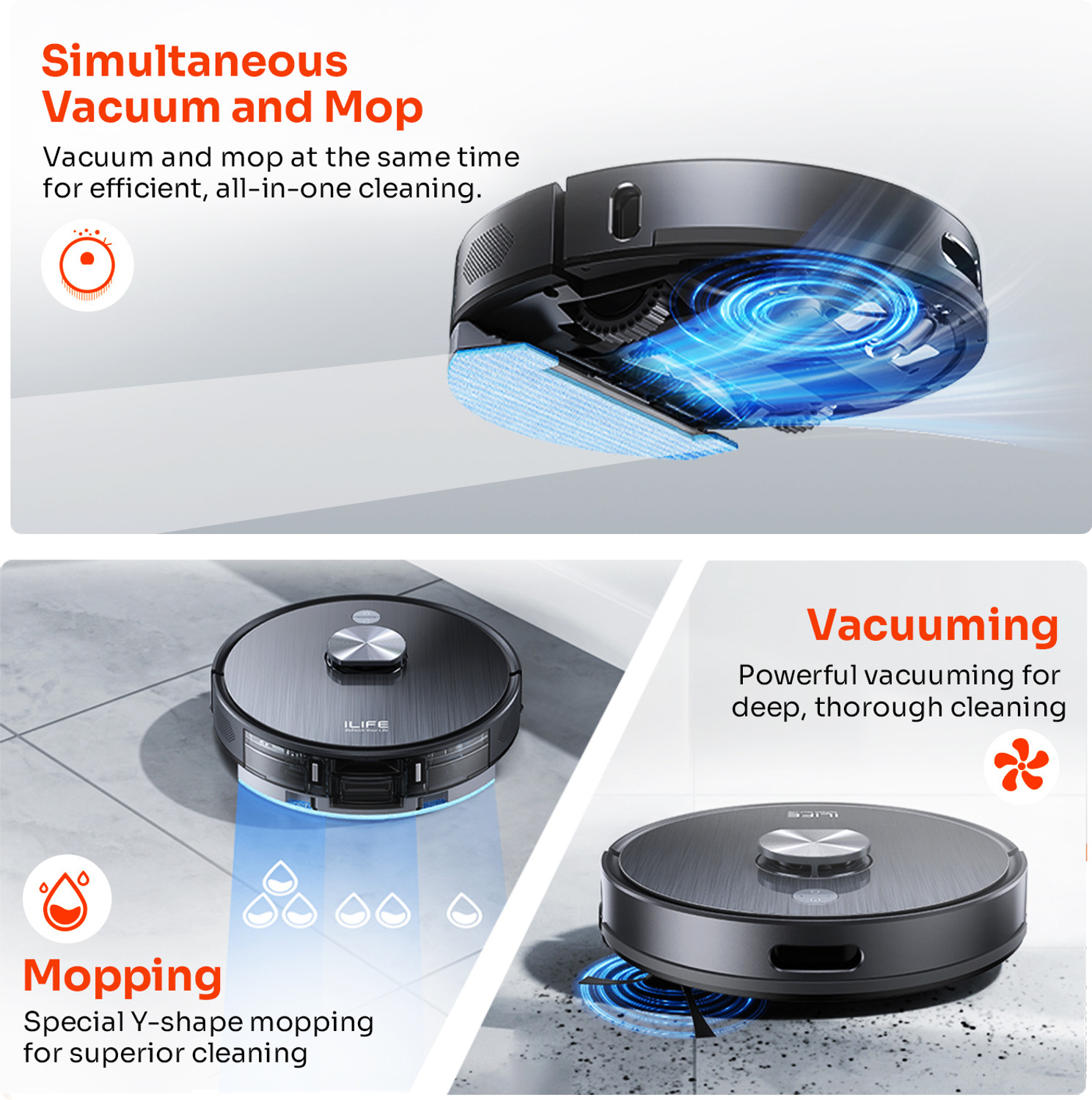 Image of ILIFE T20s Pro Self-emptying Robot Vacuum with LDS Navigation @6500Pa Strong Suction Robotic Floor Cleaner with Reusable Dust Bag, Anti-Bacterial Cleaning, 2 in 1 Mopping and Vacuum (WiFi Connectivity, Google Assistant and Alexa)