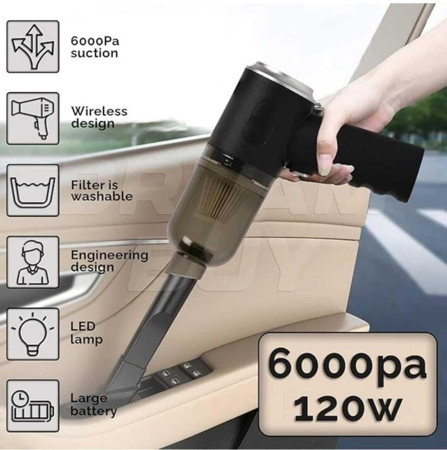 Image of uma 3 IN 1 CAR VACUUM CLEANER Car Vacuum Cleaner with 2 in 1 Mopping and Vacuum (Alexa)