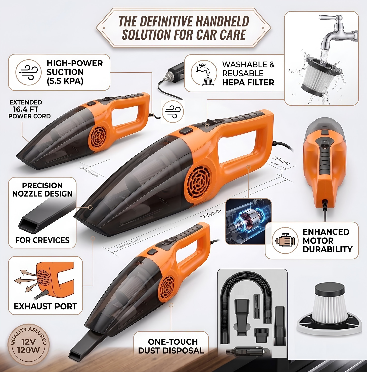 Image of AD-RML Powerful Pro Edge High Suction Power Portable Multipurpose Car Cleaning Machine Car Vacuum Cleaner with 2 in 1 Mopping and Vacuum, Anti-Bacterial Cleaning