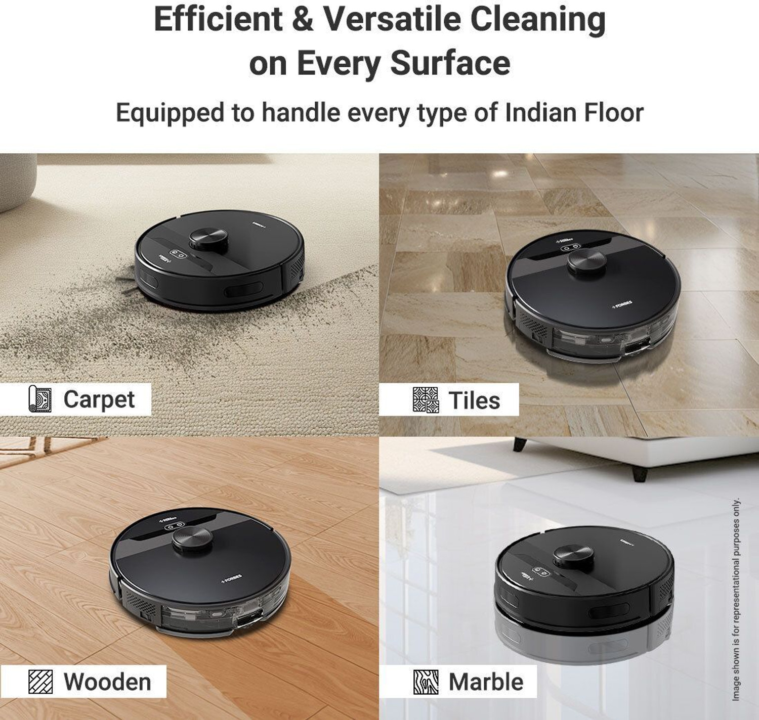 Image of Euroclean Eureka Forbes Forbes Smartclean With Home Mapping Pro Robotic Vacuum Cleaner Robotic Floor Cleaner (WiFi Connectivity)