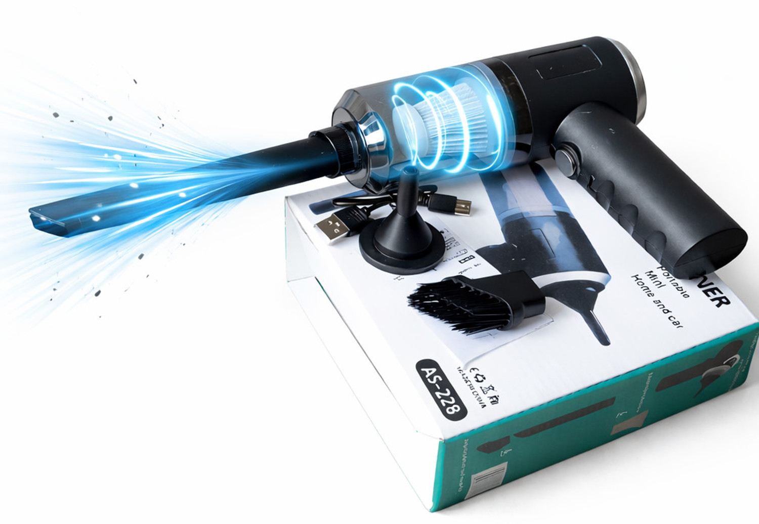 Image of Wrixty VC AS-228 VC 3in1 car vacuum cleaner Hand Held VC Hand-held Vacuum Cleaner with 2 in 1 Mopping and Vacuum, Ozone Air Purification Technology