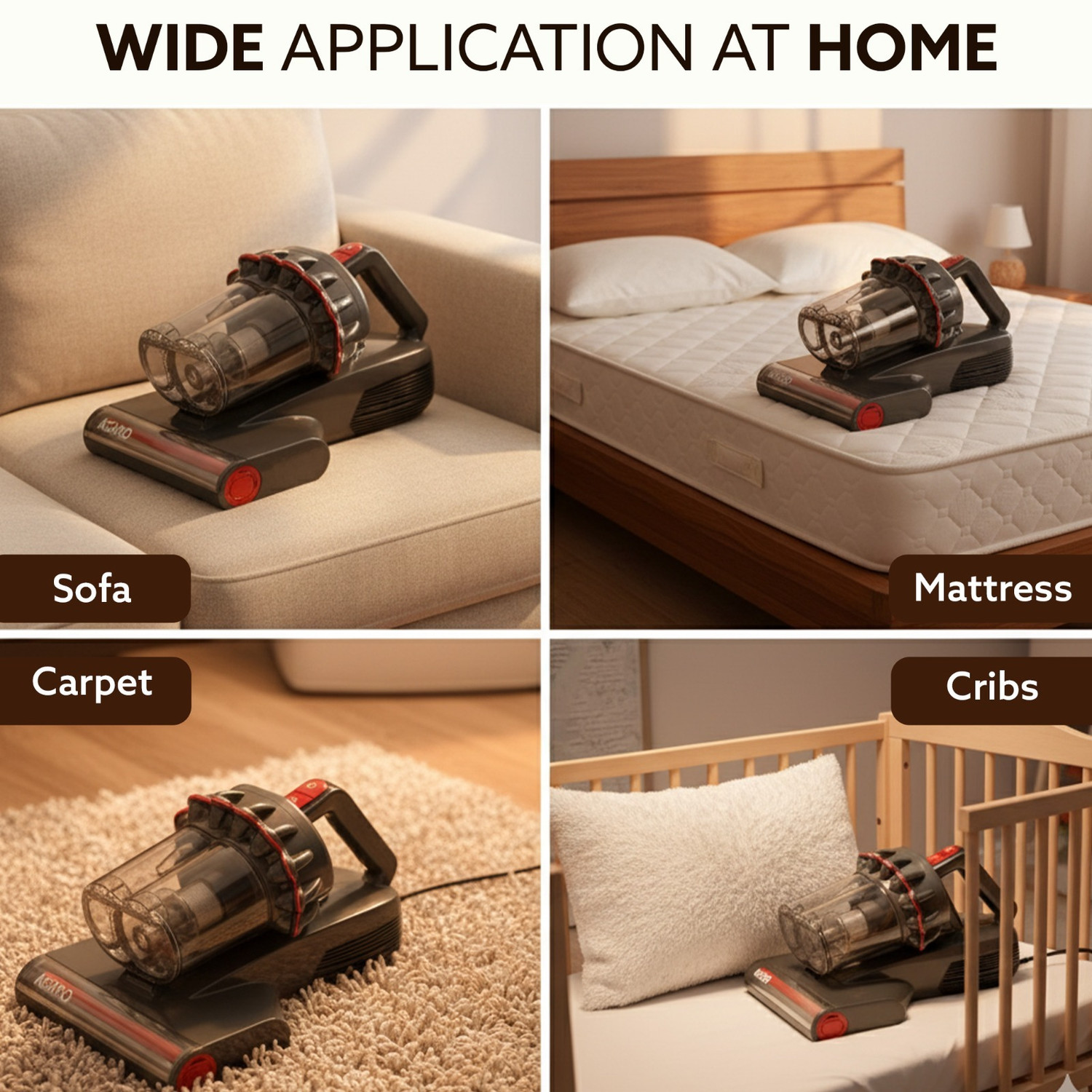 Image of AGARO Royal Mattress Vacuum Cleaner, 12kPa Suction Power & UV Light Sterilization Hand-held Vacuum Cleaner