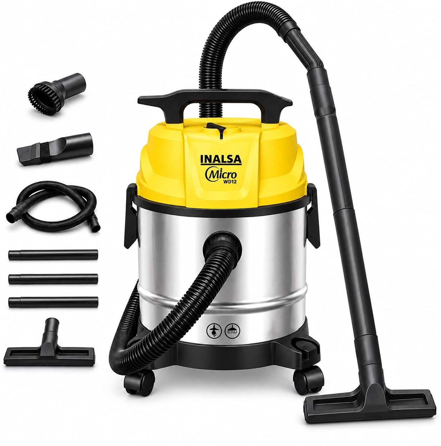 Inalsa Micro WD12 Multifunctional Wet/Dry/Blower | Powerful Suction 1200W Wet & Dry Vacuum Cleaner with 2 in 1 Mopping and Vacuum