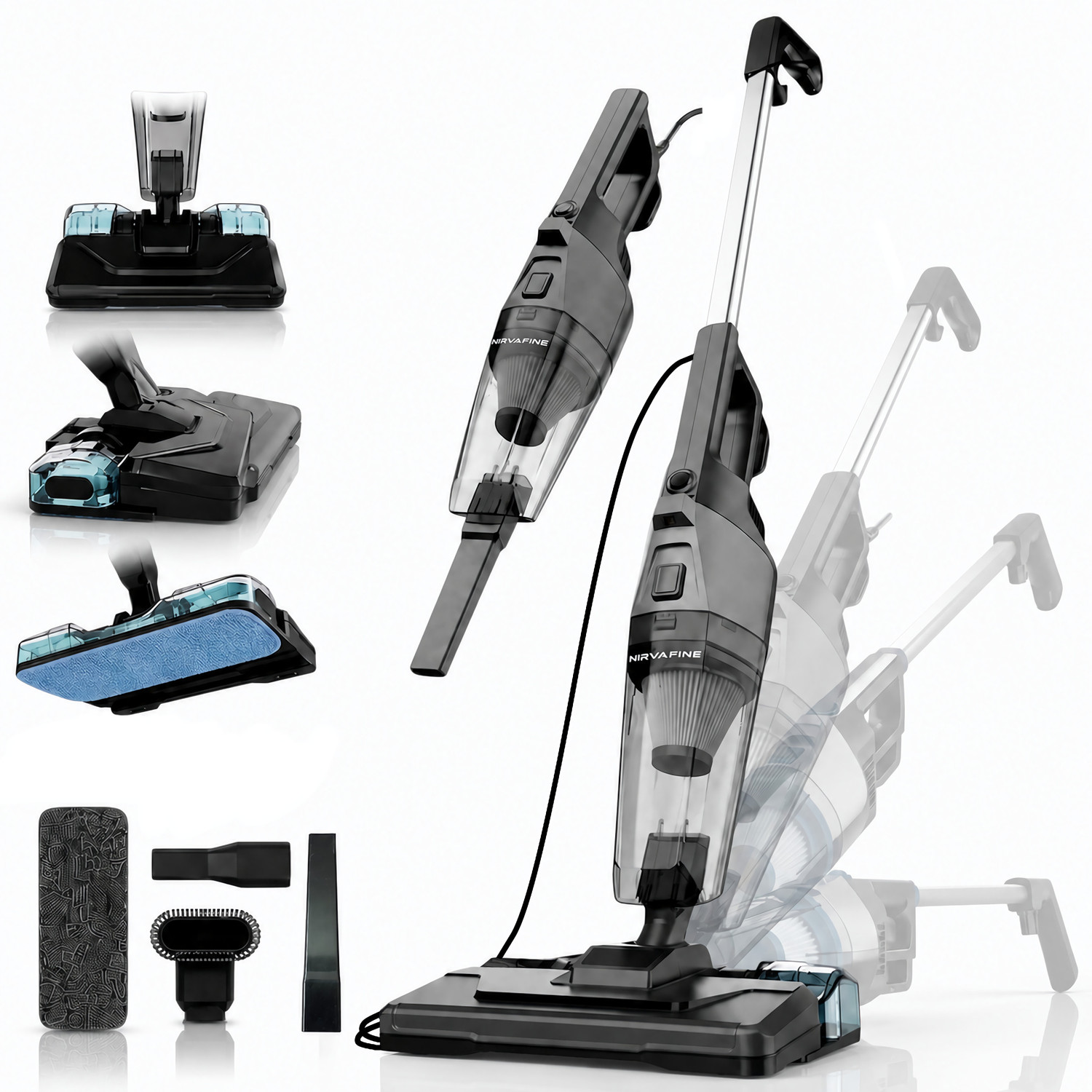 Image of Nirvafine Premium Hand-held Vacuum Cleaner with 2 in 1 Mopping and Vacuum