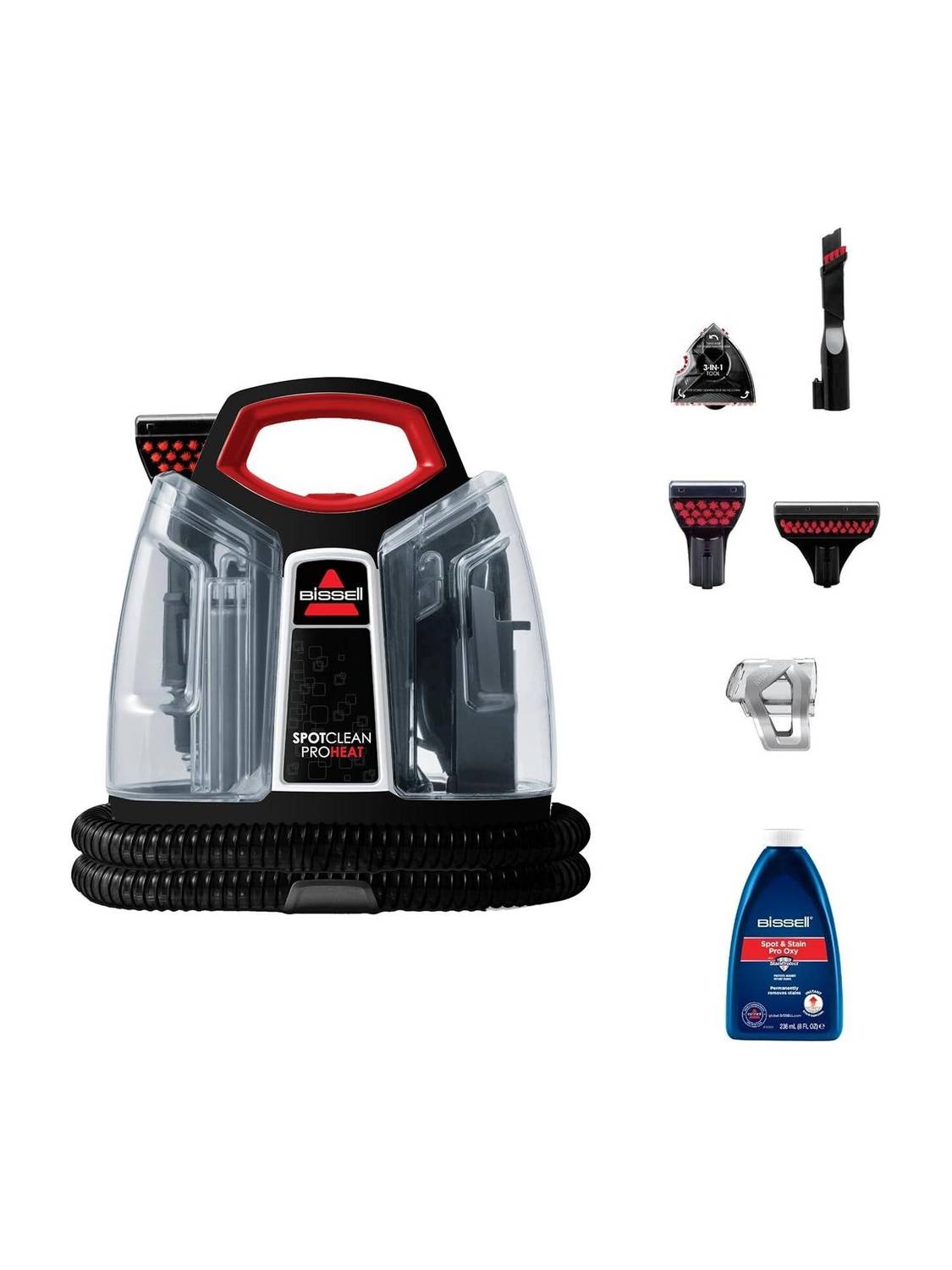 BISSELL Spotclean ProHeat Wet & Dry Vacuum Cleaner Heatwave Technology removes Curry & Tough Stains|Deep Cleans Carpet, Sofa, Curtains, Mattress, Refreshes Garments| Cleaning Formula