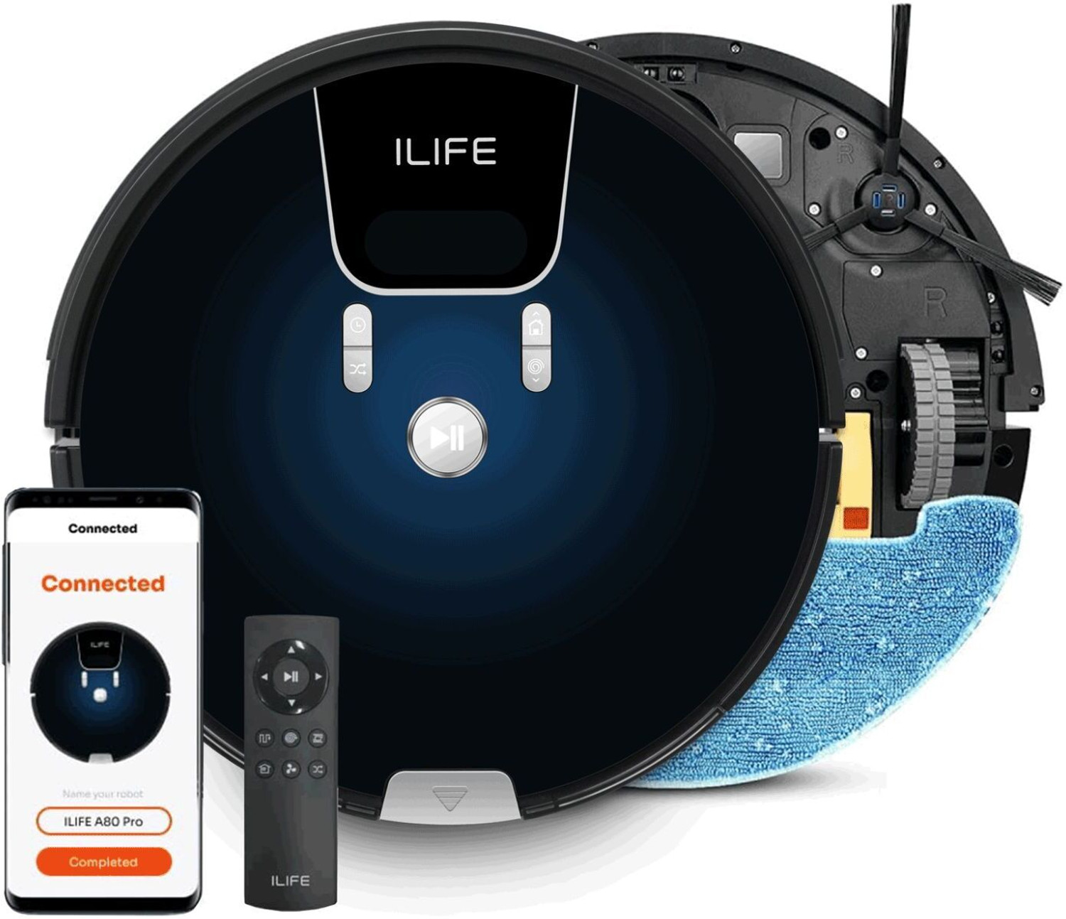 Image of ILIFE A80 Pro, Dry & Wet, 2300Pa,Robotic Vacuum Cleaner, 3200mAh,HoneyComb Dust Tank Robotic Floor Cleaner with 2 in 1 Mopping and Vacuum, Anti-Bacterial Cleaning (WiFi Connectivity, Google Assistant and Alexa)