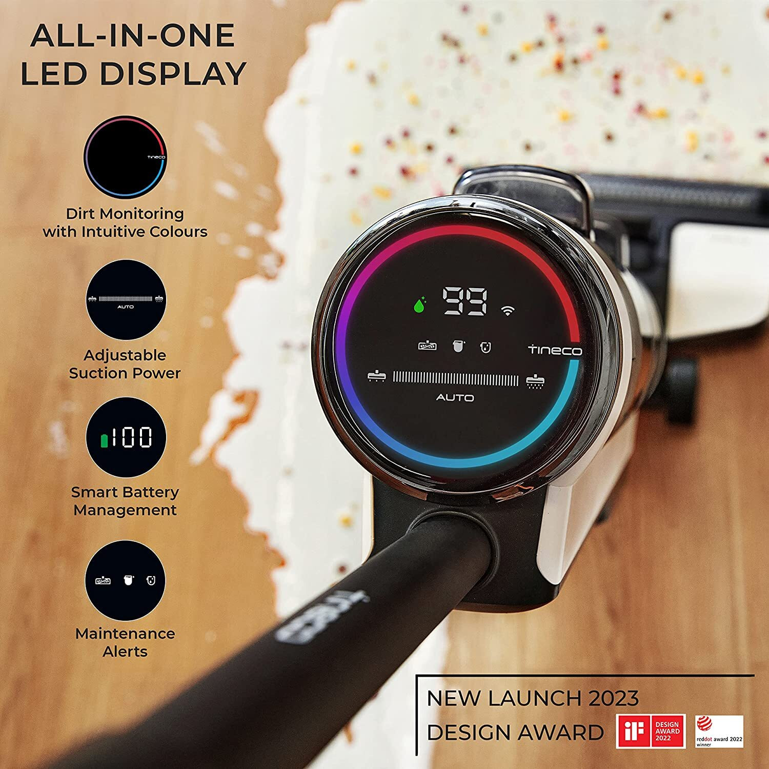 Image of TINECO Floor One S3 Cordless Handheld Wet & Dry Vacuum Cleaner (WiFi Connectivity)
