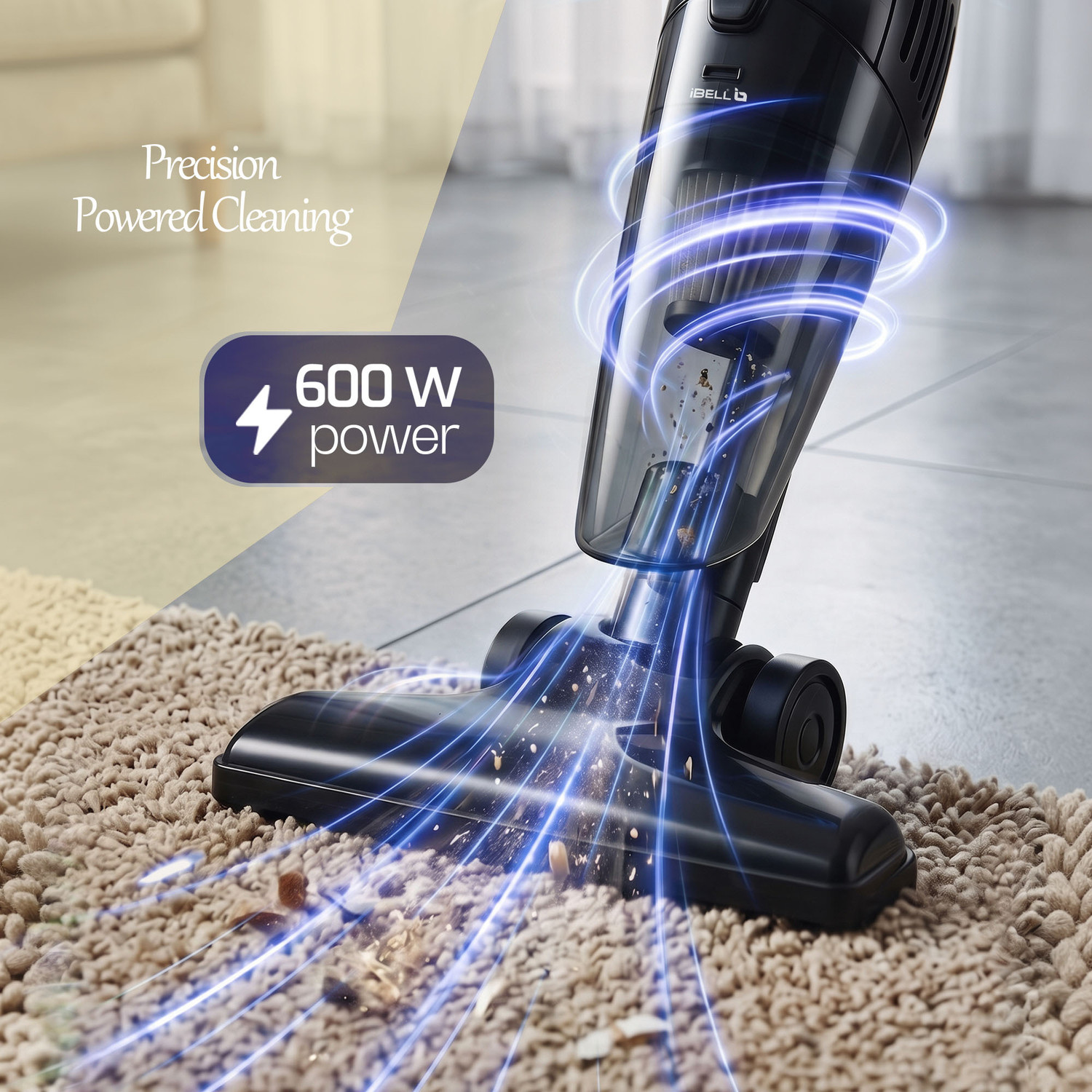 Image of iBELL TURBOSTICK650 Stick Vacuum Cleaner Washable Hepa Filter Crevice Tool Wet & Dry Vacuum Cleaner with Anti-Bacterial Cleaning