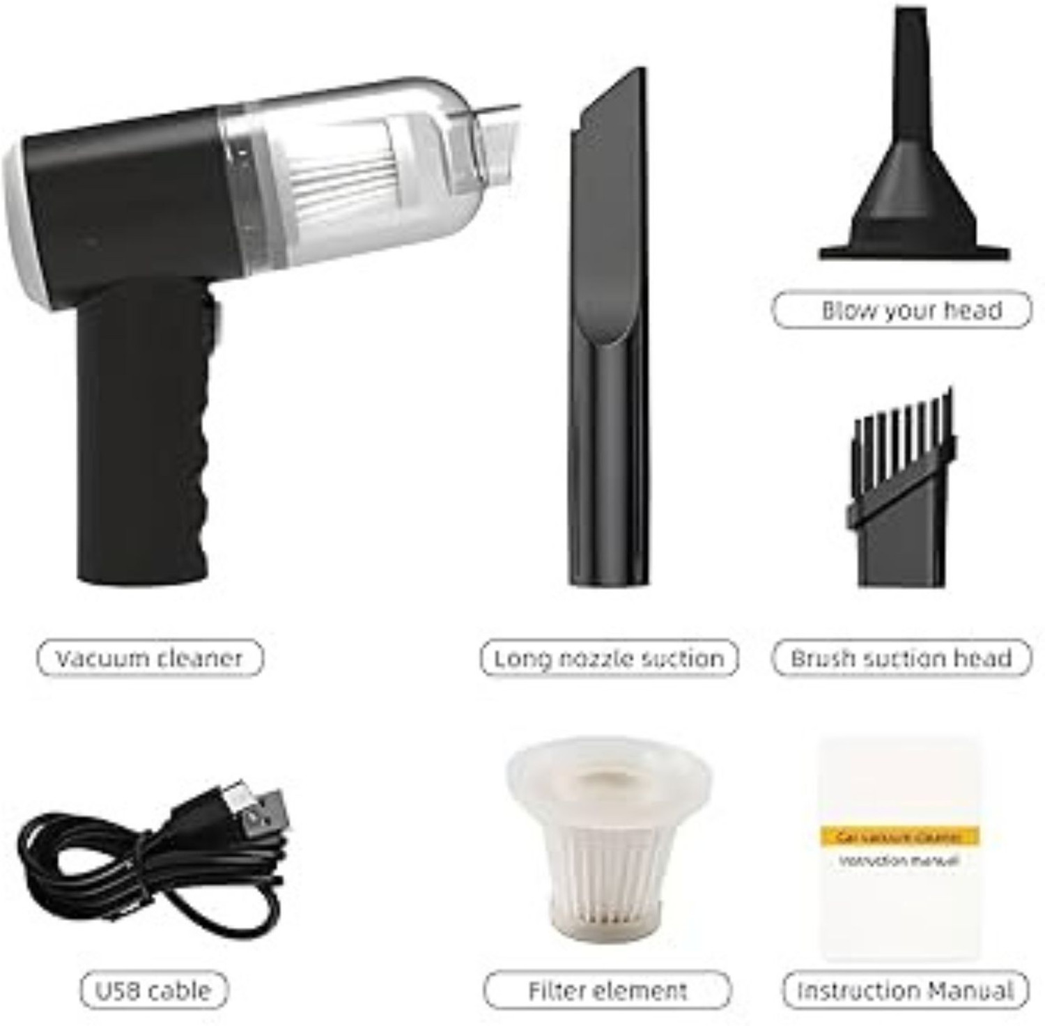 Image of MIRAJ Mini Portable Car Vacuum Cleaner | Wireless Handheld High Power for Car & Home Car Vacuum Cleaner with Reusable Dust Bag