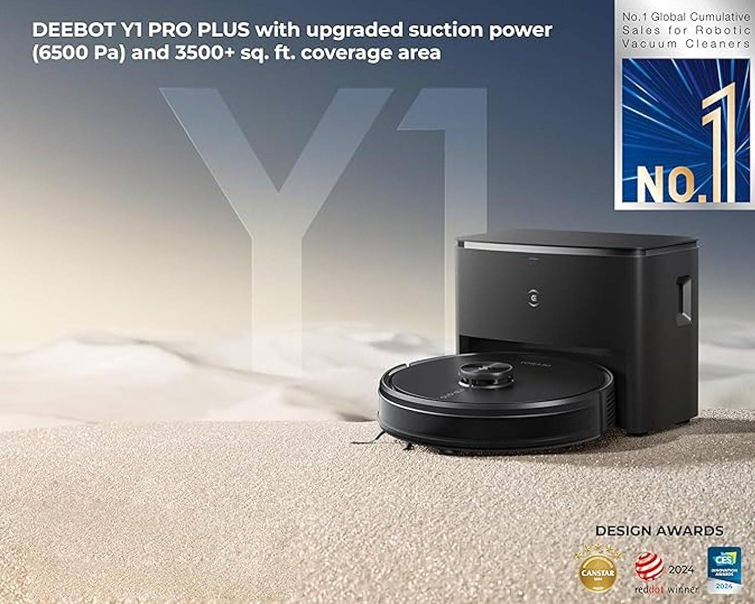 ECOVACS Y1 Pro Plus Robotic Floor Cleaner with 2 in 1 Mopping and