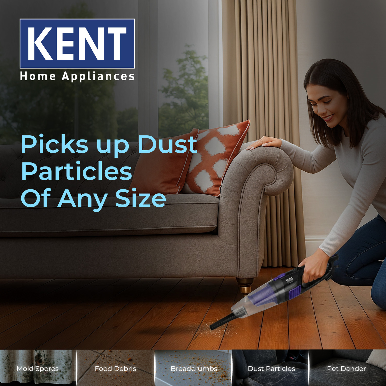 Image of KENT Duster Vacuum Cleaner with HEPA Filter and Cyclone 5 Technology | Bagless Design Hand-held Vacuum Cleaner