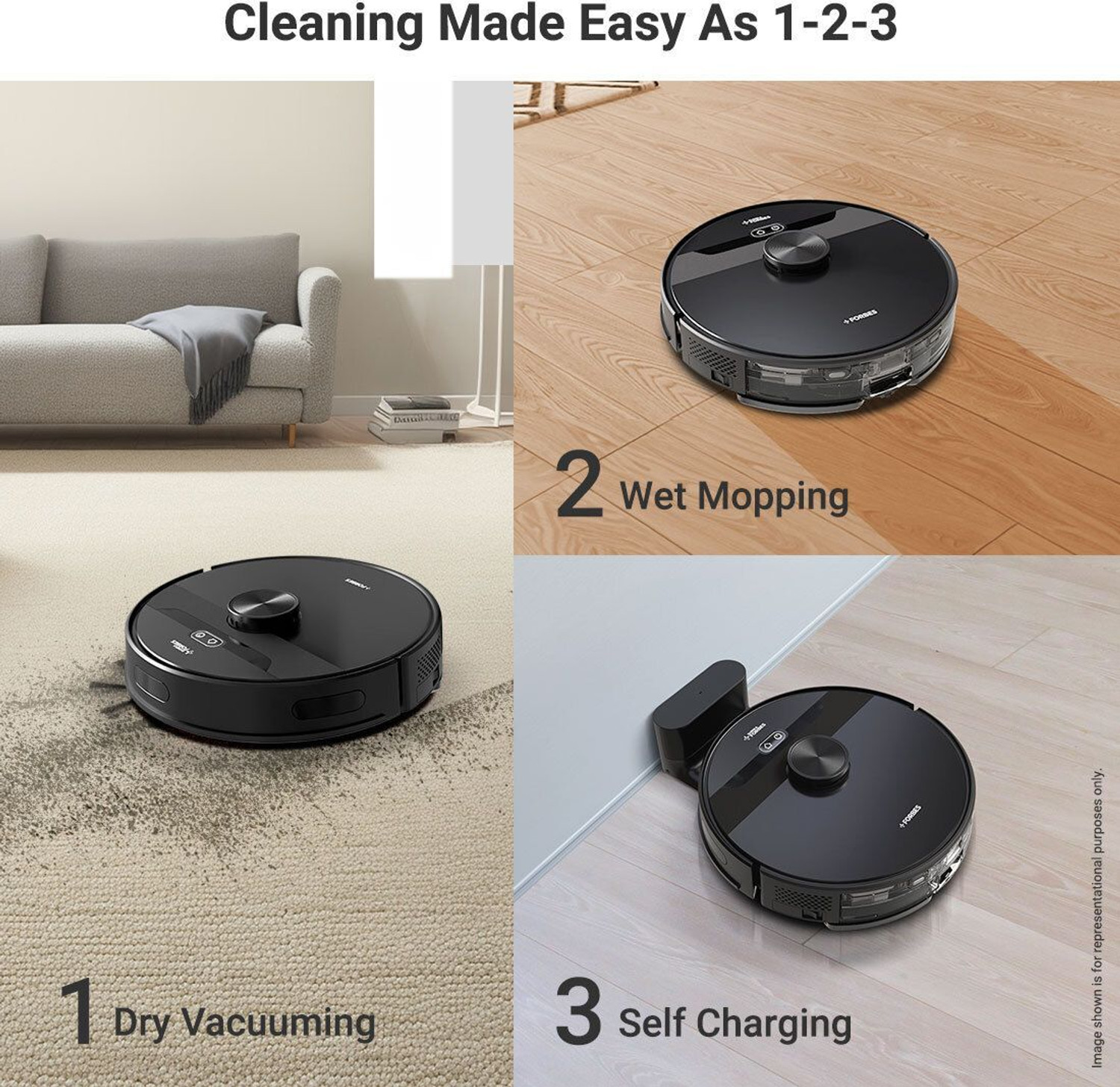 Image of Euroclean Eureka Forbes Forbes Smartclean With Home Mapping Pro Robotic Vacuum Cleaner Robotic Floor Cleaner (WiFi Connectivity)