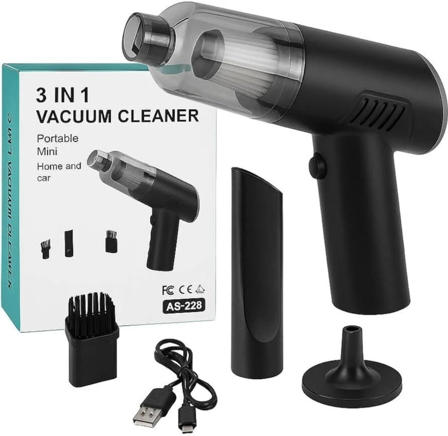Image of Wrixty VC AS-228 VC 3in1 car vacuum cleaner Hand Held VC Hand-held Vacuum Cleaner with 2 in 1 Mopping and Vacuum, Ozone Air Purification Technology