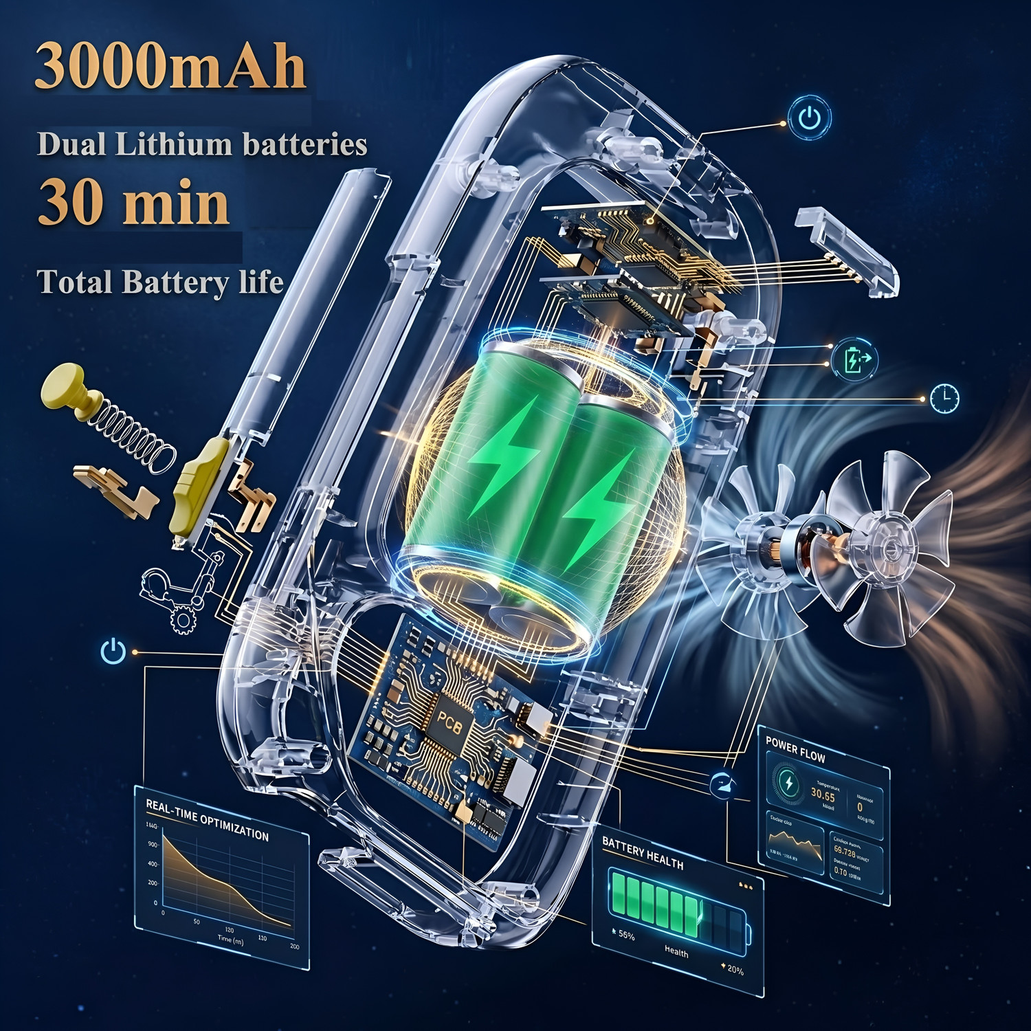 Image of ORNOTA Portable Cordless Vacuum Cleaner for Spills, Crumbs, Dust & Tiny Debris Removal Cordless Vacuum Cleaner with 2 in 1 Mopping and Vacuum, Anti-Bacterial Cleaning