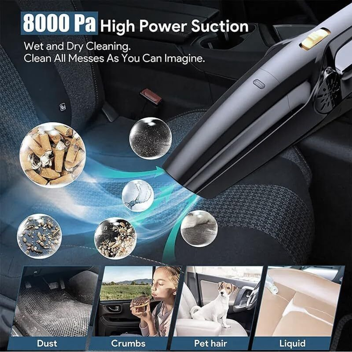 Image of GaxQuly Handheld Cordless Car Vacuum Cleaner Rechargeable for Home,Office,Pet Hair Hand-held Vacuum Cleaner with Reusable Dust Bag, 2 in 1 Mopping and Vacuum