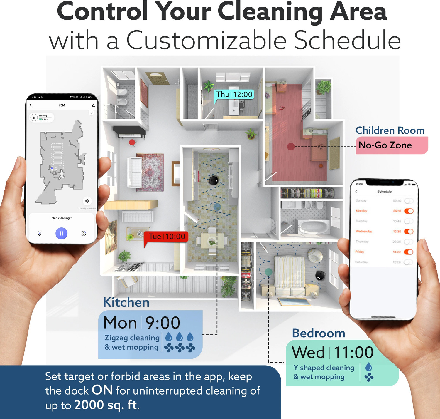Image of AGARO Royal Robot Vacuum Cleaner, Brush, Dry Vacuum & Wet Mop, Automatic Cleaning Robotic Floor Cleaner (WiFi Connectivity)