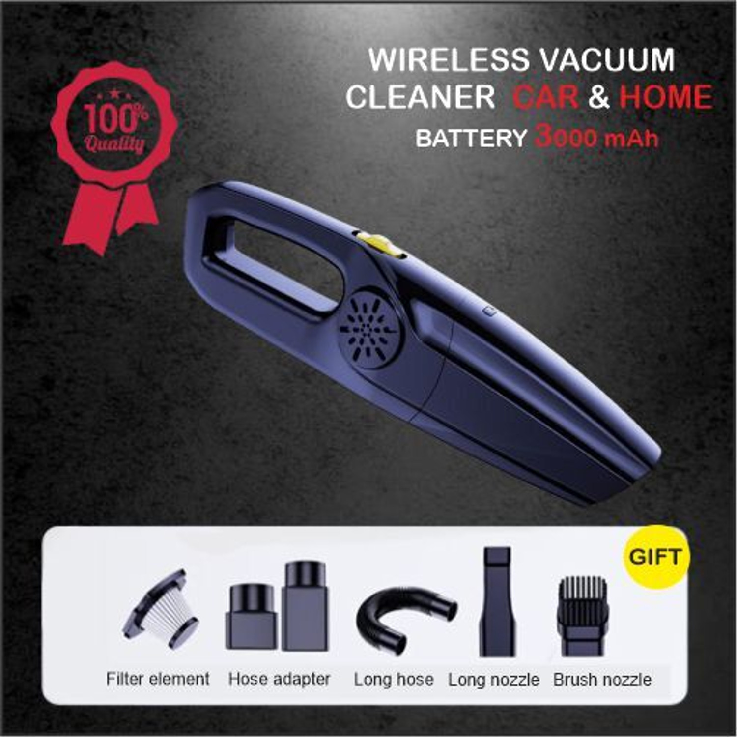 Image of OXERPRO Home /Car Wireless Vacuum Cleaner Wet /Dry Dual Use Vacuum Cleaner.EV-371 Car Vacuum Cleaner