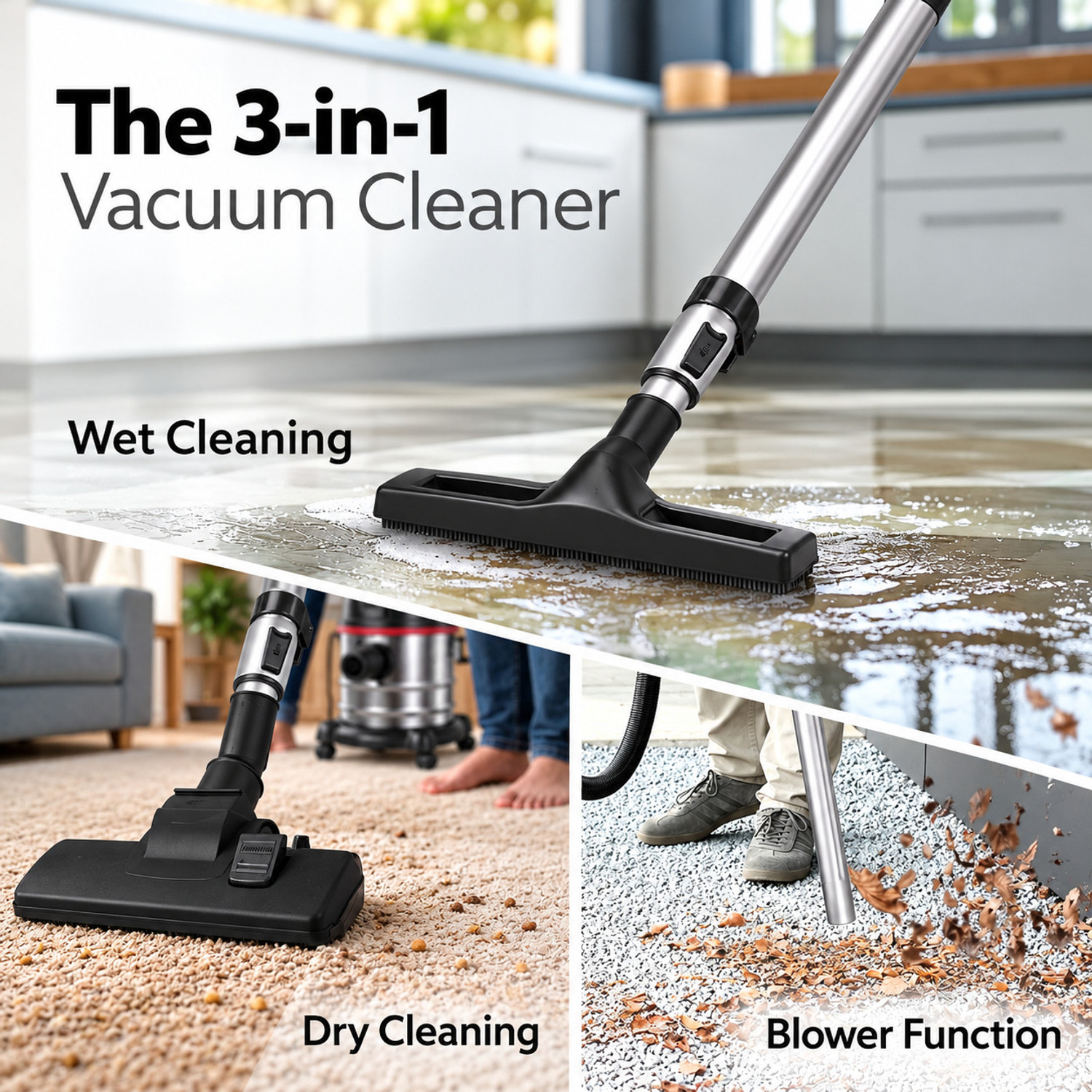 Image of AGARO Ace Wet & Dry Vacuum Cleaner with Reusable Dust Bag, 2 in 1 Mopping and Vacuum, Anti-Bacterial Cleaning