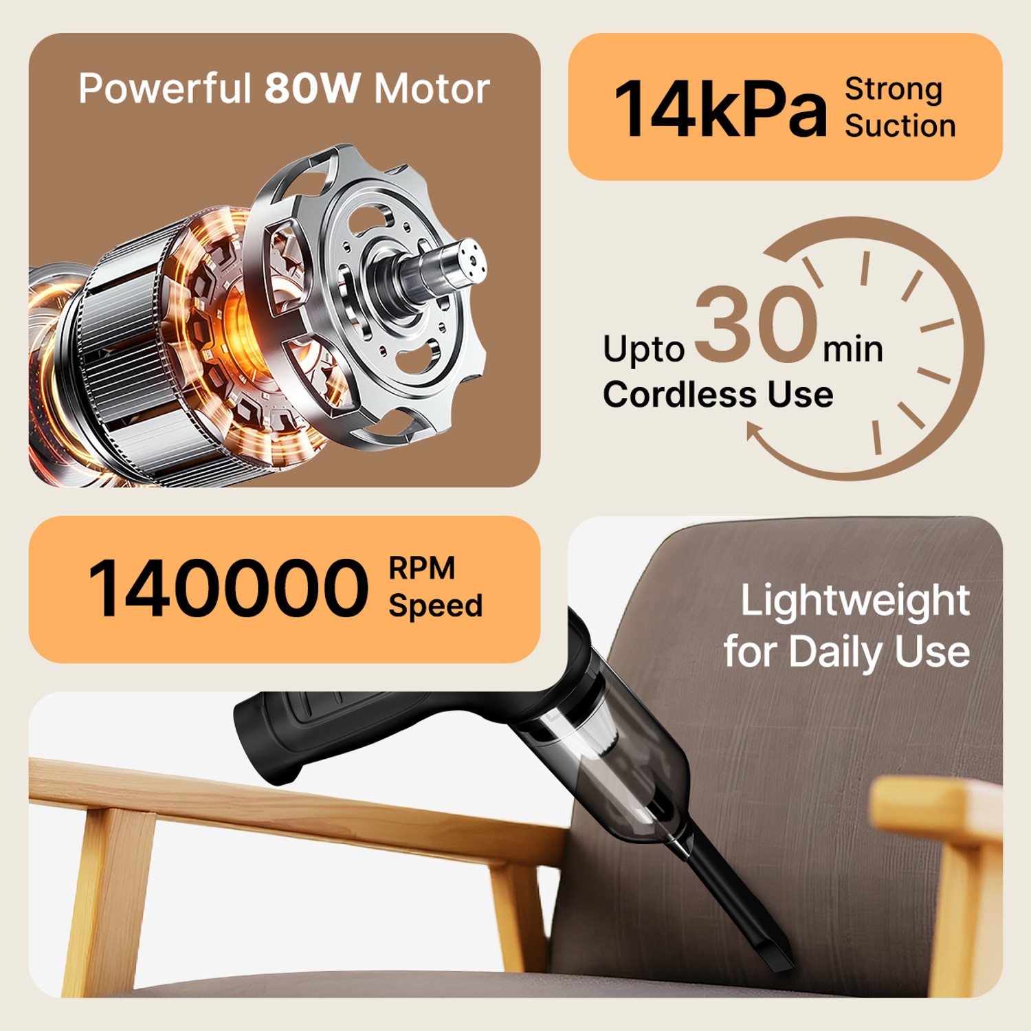 Image of pTron NeoVac X1 Car Vacuum Cleaner with Anti-Bacterial Cleaning