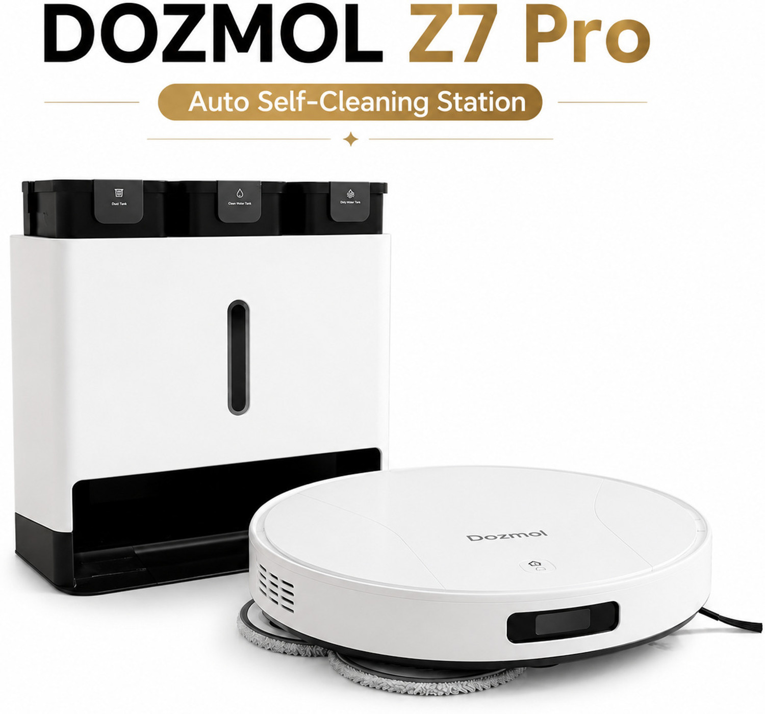 Image of Dozmol Z7 Pro Robotic Floor Cleaner with 2 in 1 Mopping and Vacuum, Reusable Dust Bag (WiFi Connectivity, Alexa)