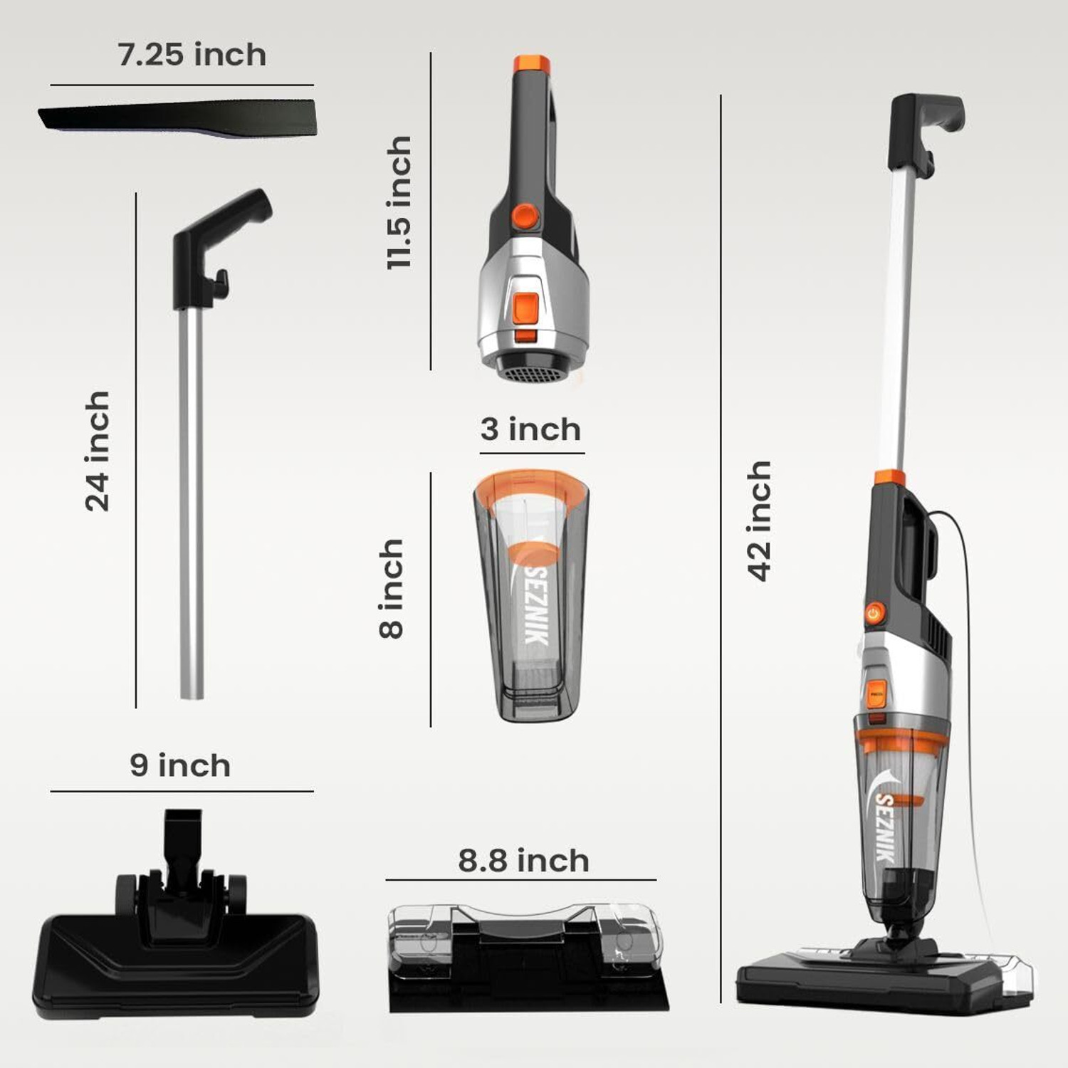 Image of SEZNIK BASICS Turbo Sweep 3-in-1 | Corded, 600W, 20KPA Suction | 200ml Water Tank | Hand-held Vacuum Cleaner with Anti-Bacterial Cleaning