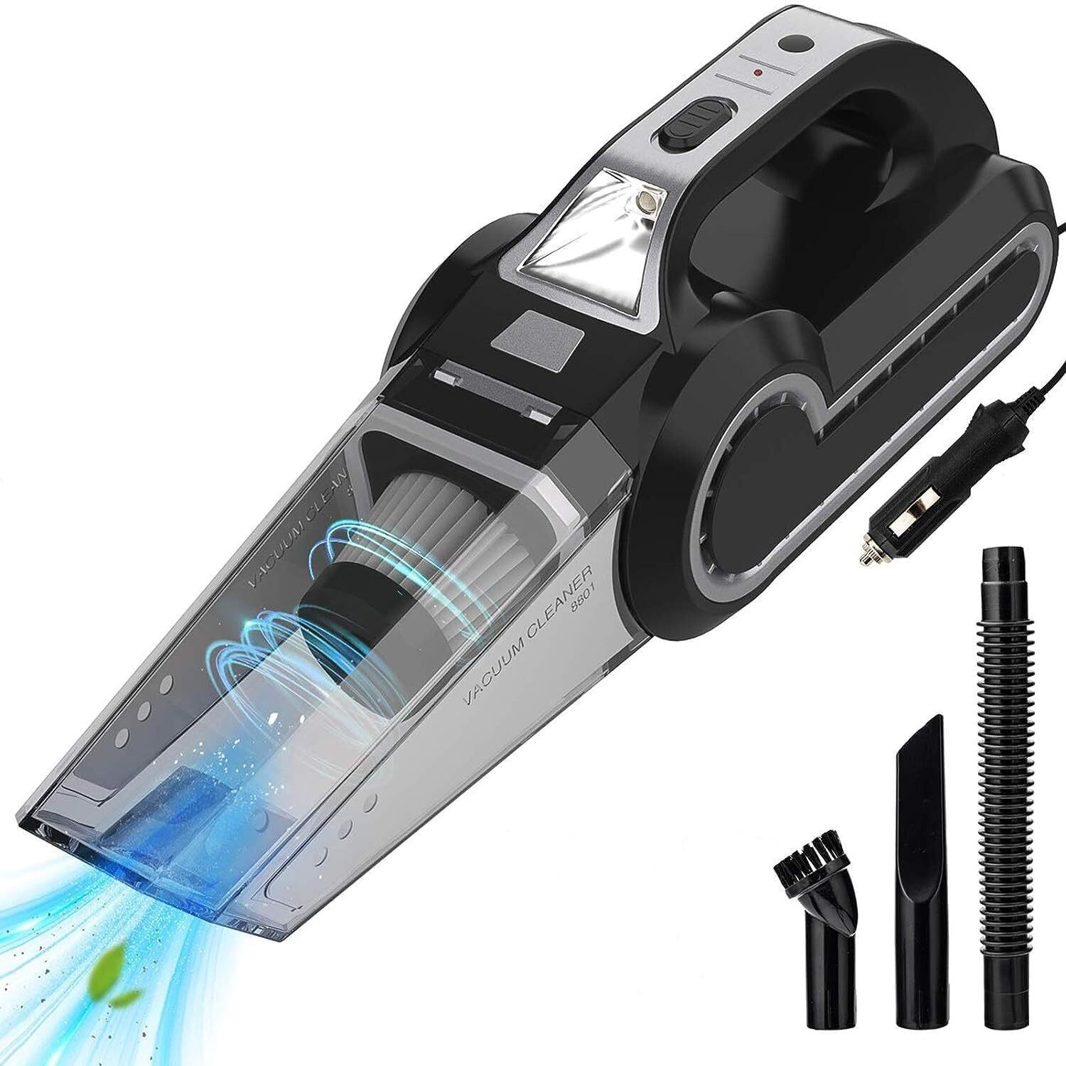 Image of RVEnterprise 2-in-1 Portable Car Vacuum Cleaner Tire Inflator Tire Pressure Display LED Light Car Vacuum Cleaner with 2 in 1 Mopping and Vacuum, Anti-Bacterial Cleaning