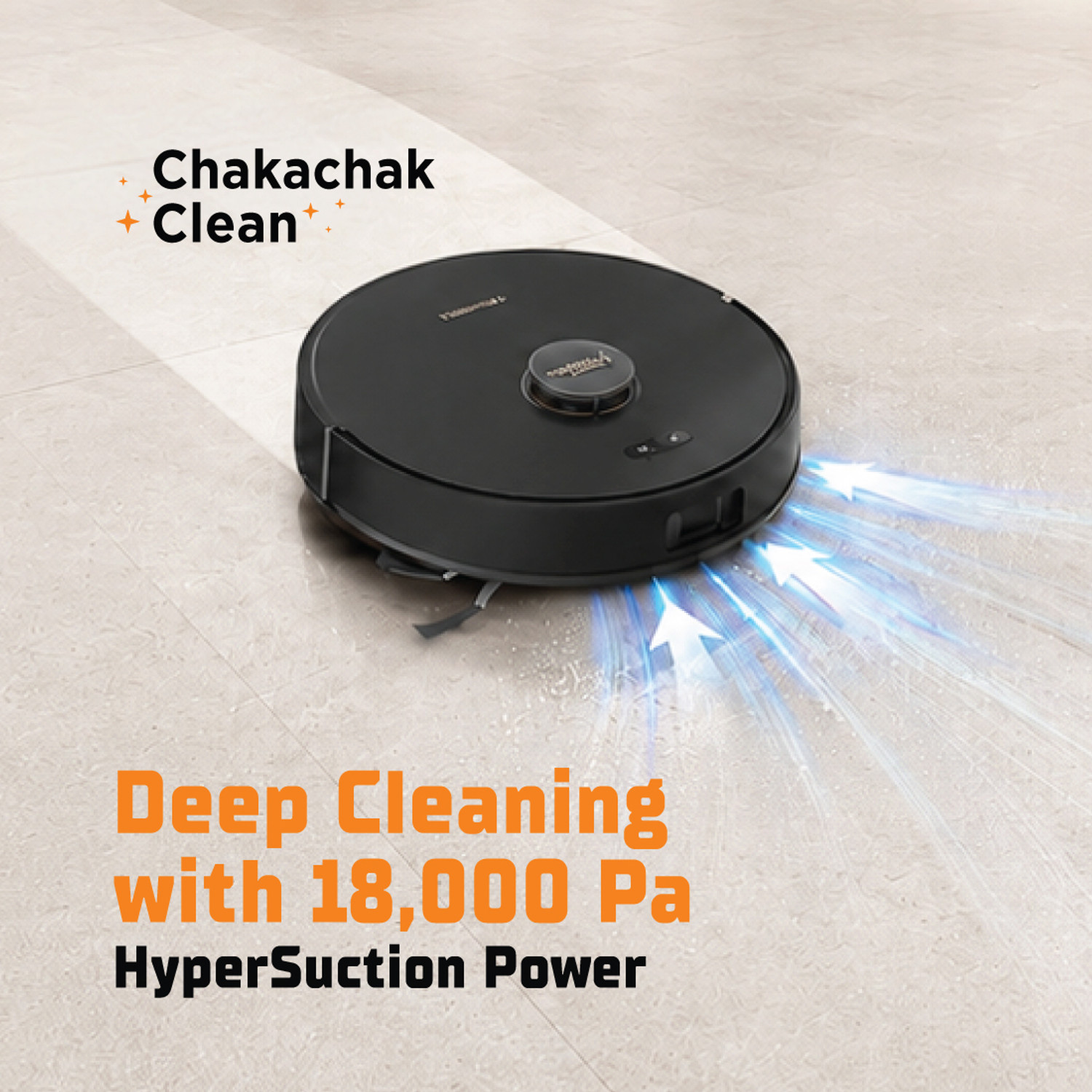 Image of EUREKA FORBES Smartclean With Fully Automatic Cleaning Station Blitz Robotic Floor Cleaner | 18,000Pa HyperSuction | Mop Extend | 3N Deep Mopping | 10mm Mop Lift | LiDAR powered by DToF & Line Laser | Auto Mop Wash | 45C Hot Air Dry | Up to 75 Days Hands-Free (WiFi Connectivity, Google Assistant and Alexa)