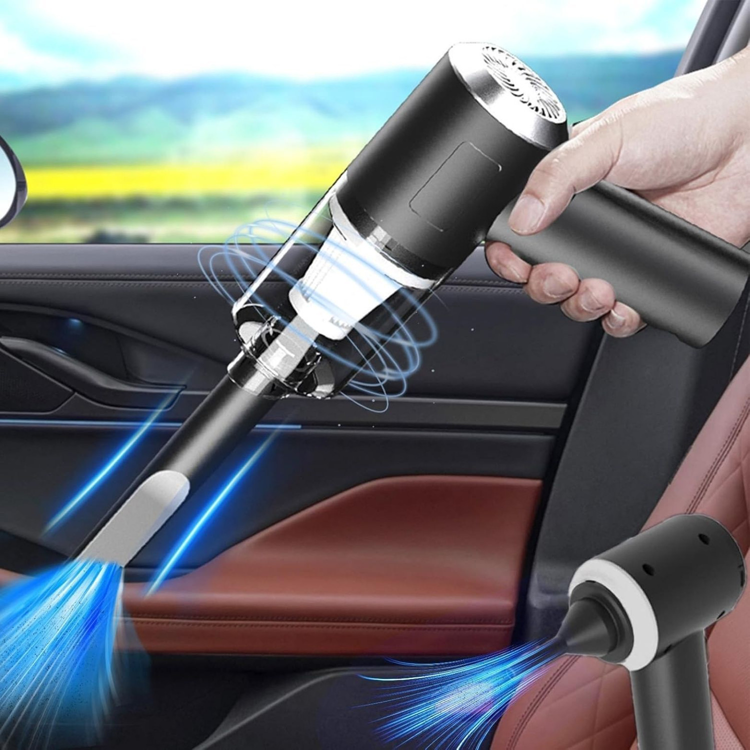 Image of MIRAJ Mini Portable Car Vacuum Cleaner | Wireless Handheld High Power for Car & Home Car Vacuum Cleaner with Reusable Dust Bag