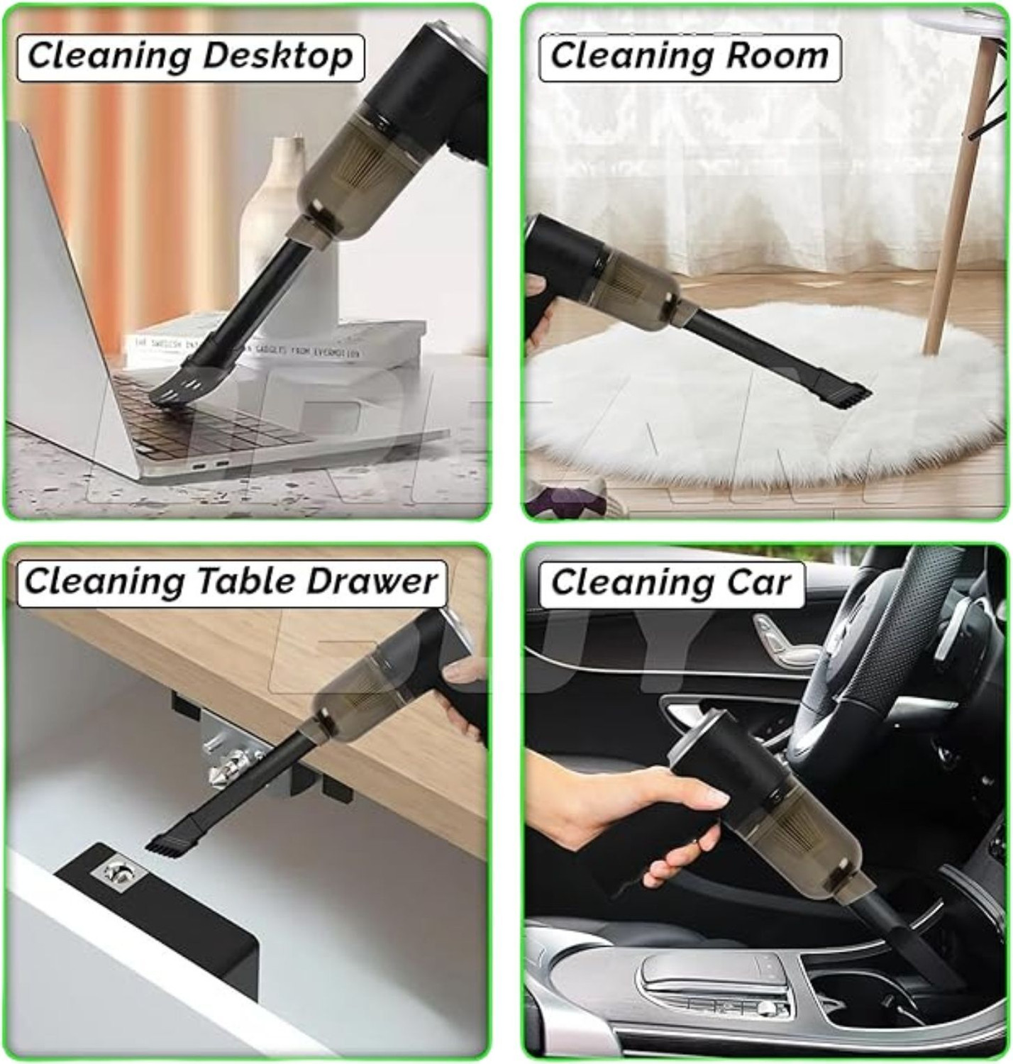 Image of MIRAJ Mini Portable Car Vacuum Cleaner | Wireless Handheld High Power for Car & Home Car Vacuum Cleaner with Reusable Dust Bag