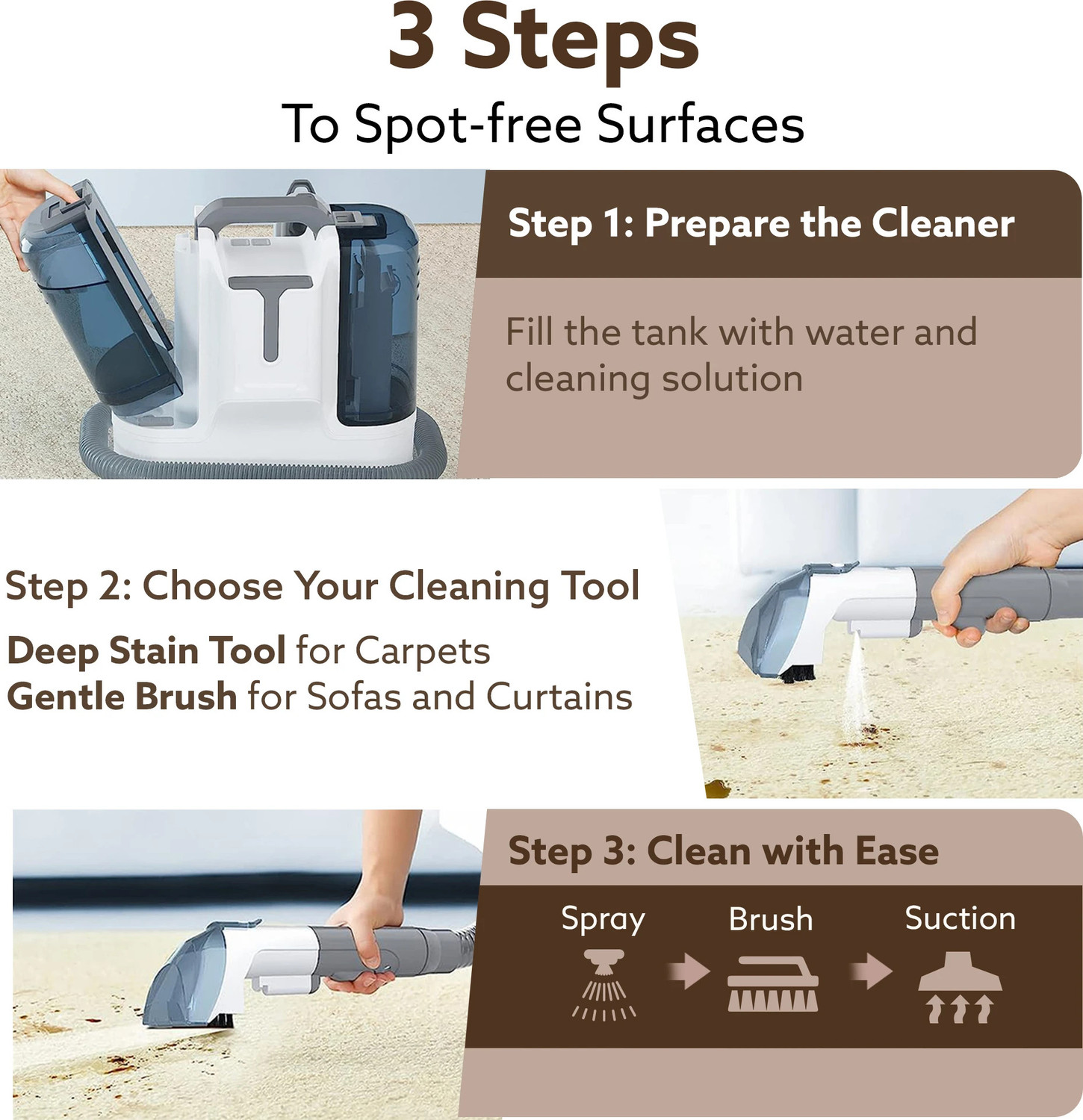 Image of AGARO Crest Portable Spot Cleaner,Multi-Purpose Portable Carpet Cleaner Wet & Dry Vacuum Cleaner