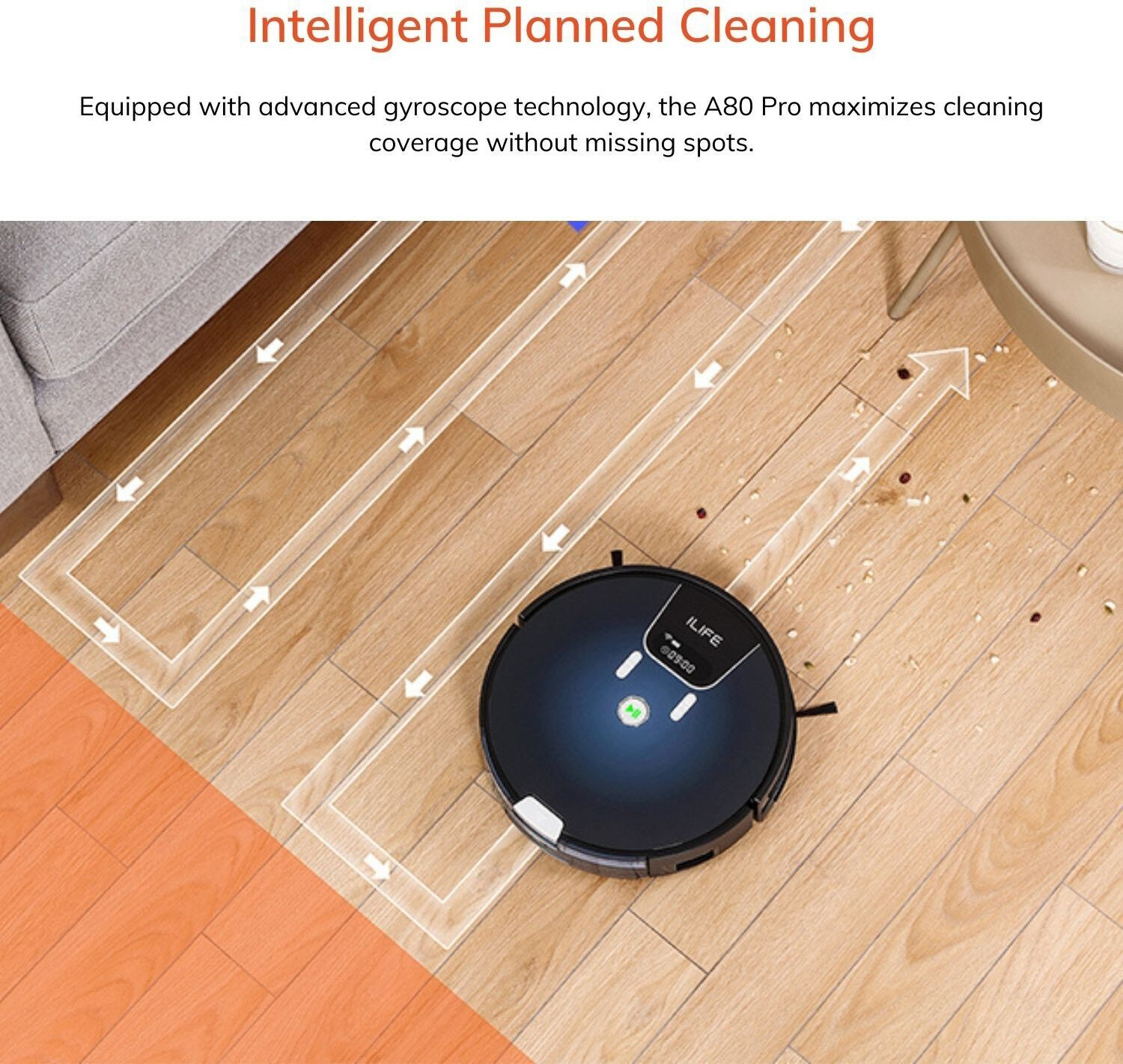 Image of ILIFE A80 Pro, Dry & Wet, 2300Pa,Robotic Vacuum Cleaner, 3200mAh,HoneyComb Dust Tank Robotic Floor Cleaner with 2 in 1 Mopping and Vacuum, Anti-Bacterial Cleaning (WiFi Connectivity, Google Assistant and Alexa)