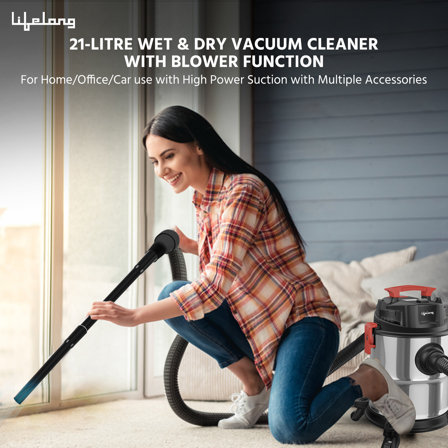 Image of Lifelong LLVC20 Wet & Dry Vacuum Cleaner Aspire ZX 1200 Watt Reusable Dust Bag & Blower Function with Reusable Dust Bag