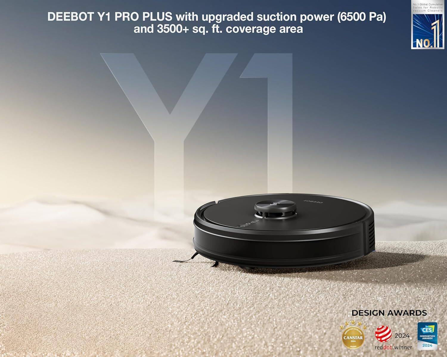ECOVACS Y1 Pro Plus Robotic Floor Cleaner with 2 in 1 Mopping and