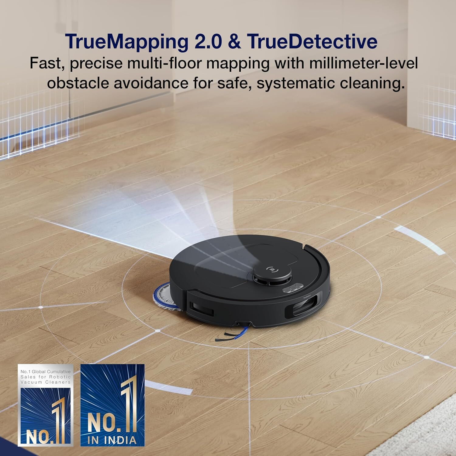 Image of ECOVACS N50 Pro Omni Black 2026 New Launch, 25000 Pa Suction Robotic Floor Cleaner Self-Emptying Omni-Station, Zerotangle 3.0, Hot Air-Drying, Auto-Lift Mop On Carpet, Upto 300 Mins with 2 in 1 Mopping and Vacuum, Anti-Bacterial Cleaning, Reusable Dust Bag (WiFi Connectivity, Google Assistant and Alexa)