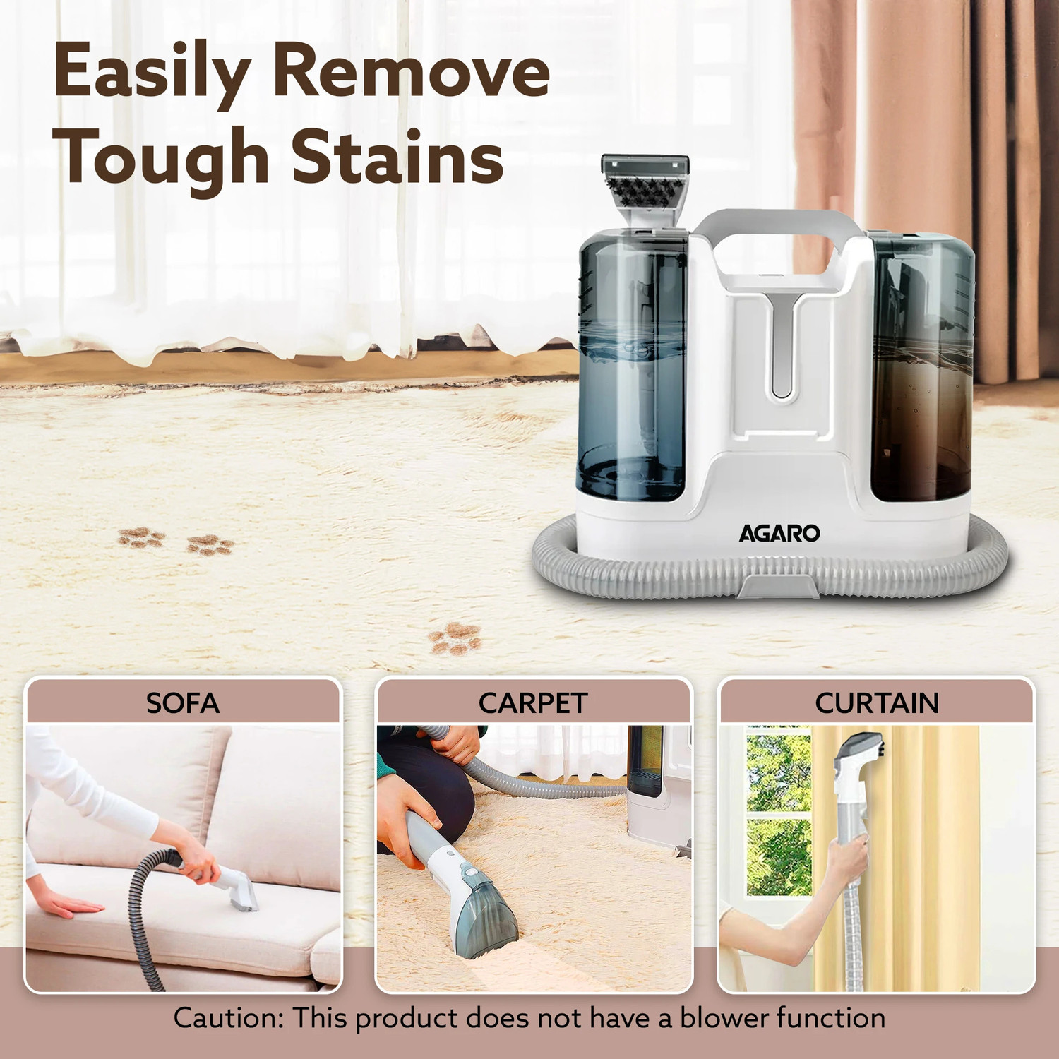 Image of AGARO Crest Portable Spot Cleaner,Multi-Purpose Portable Carpet Cleaner Wet & Dry Vacuum Cleaner