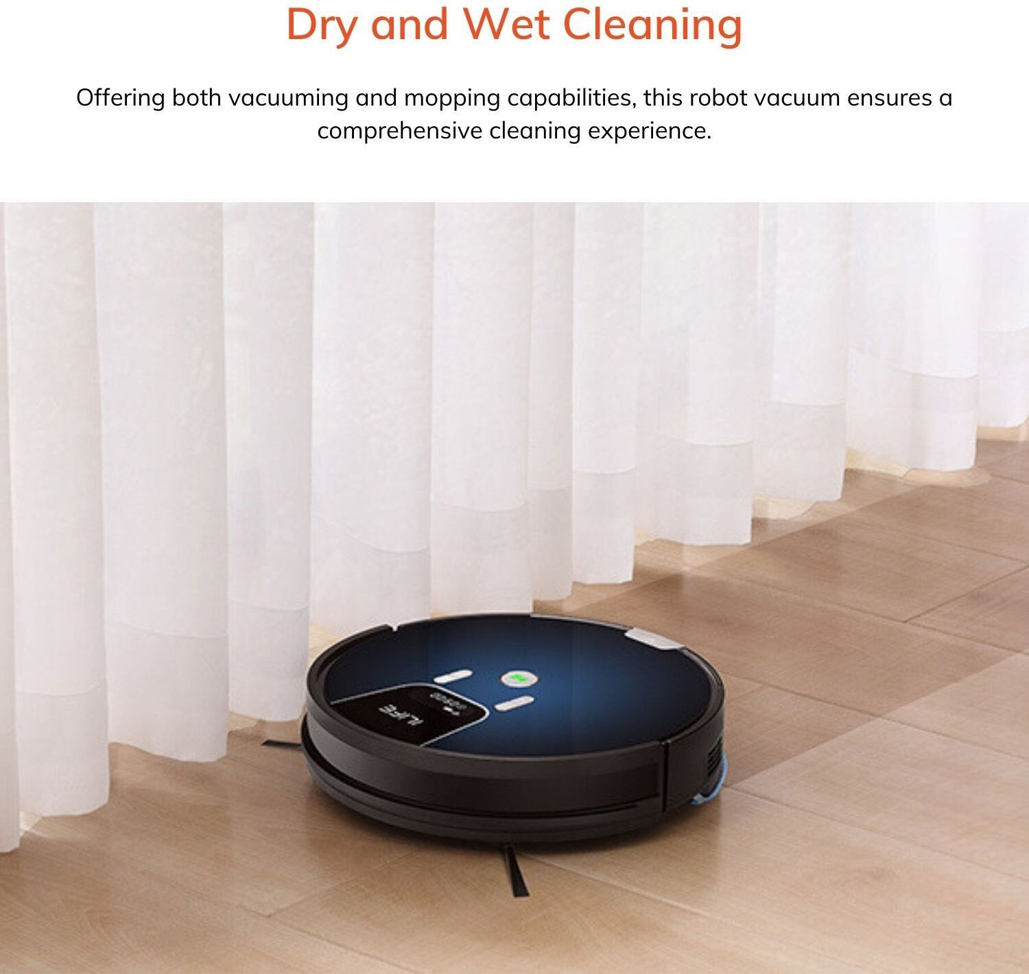 Image of ILIFE A80 Pro, Dry & Wet, 2300Pa,Robotic Vacuum Cleaner, 3200mAh,HoneyComb Dust Tank Robotic Floor Cleaner with 2 in 1 Mopping and Vacuum, Anti-Bacterial Cleaning (WiFi Connectivity, Google Assistant and Alexa)